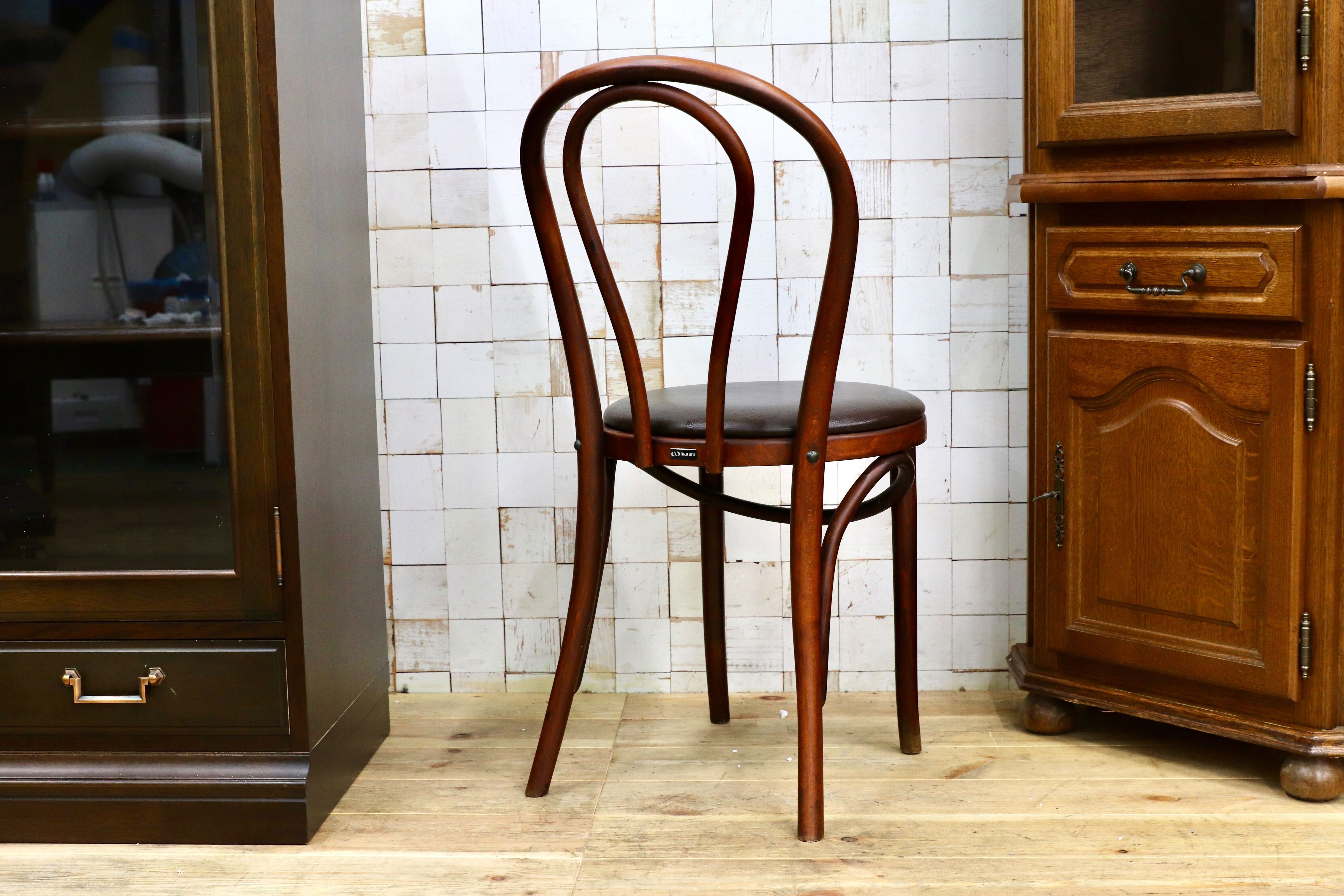 GMIH421B○maruni / マルニ オールド ヴィンテージ ベントウッドチェア ルーマニア製 曲木 アンティーク 合皮 ブナ材 稀少