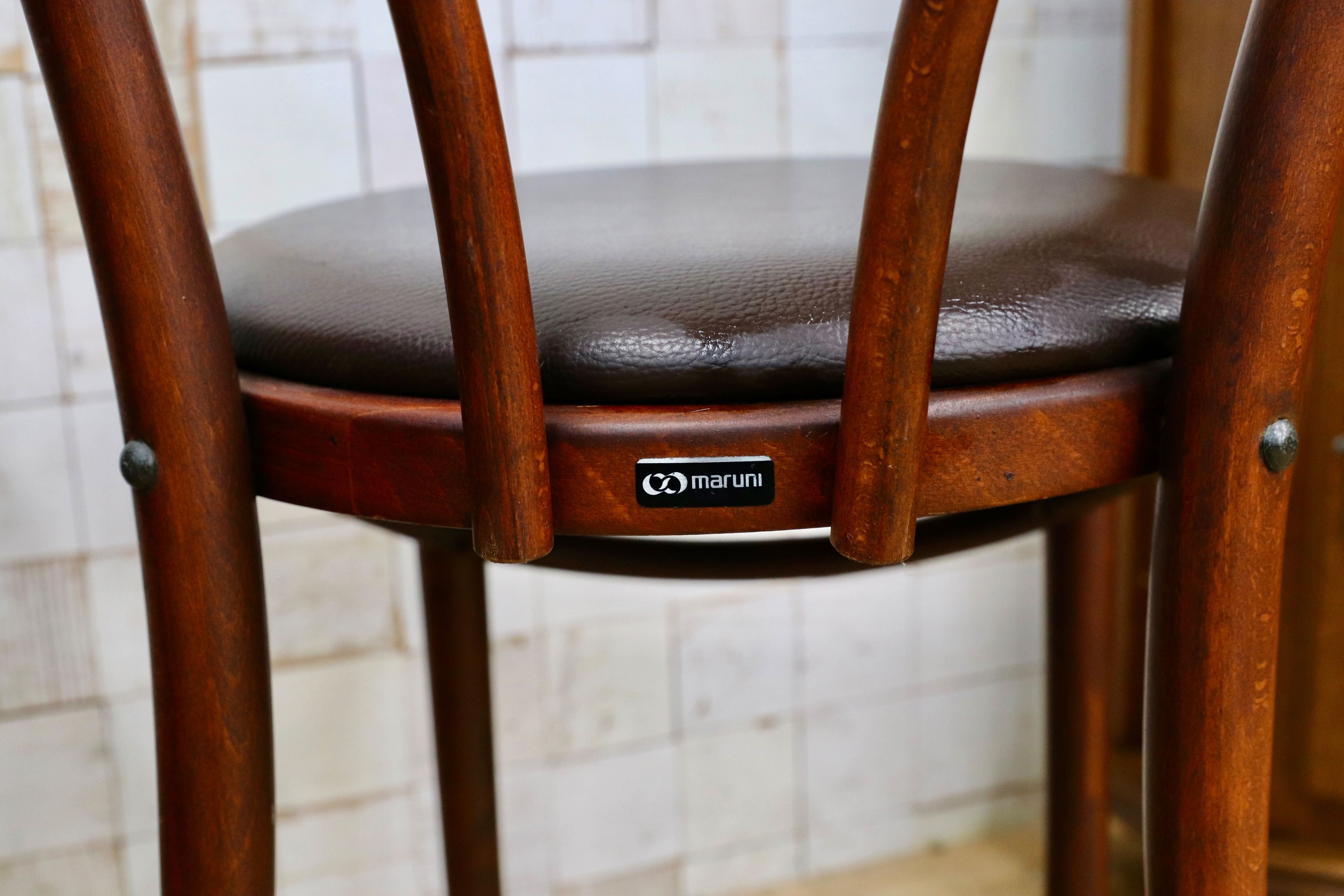 GMIH421B○maruni / マルニ オールド ヴィンテージ ベントウッドチェア ルーマニア製 曲木 アンティーク 合皮 ブナ材 稀少