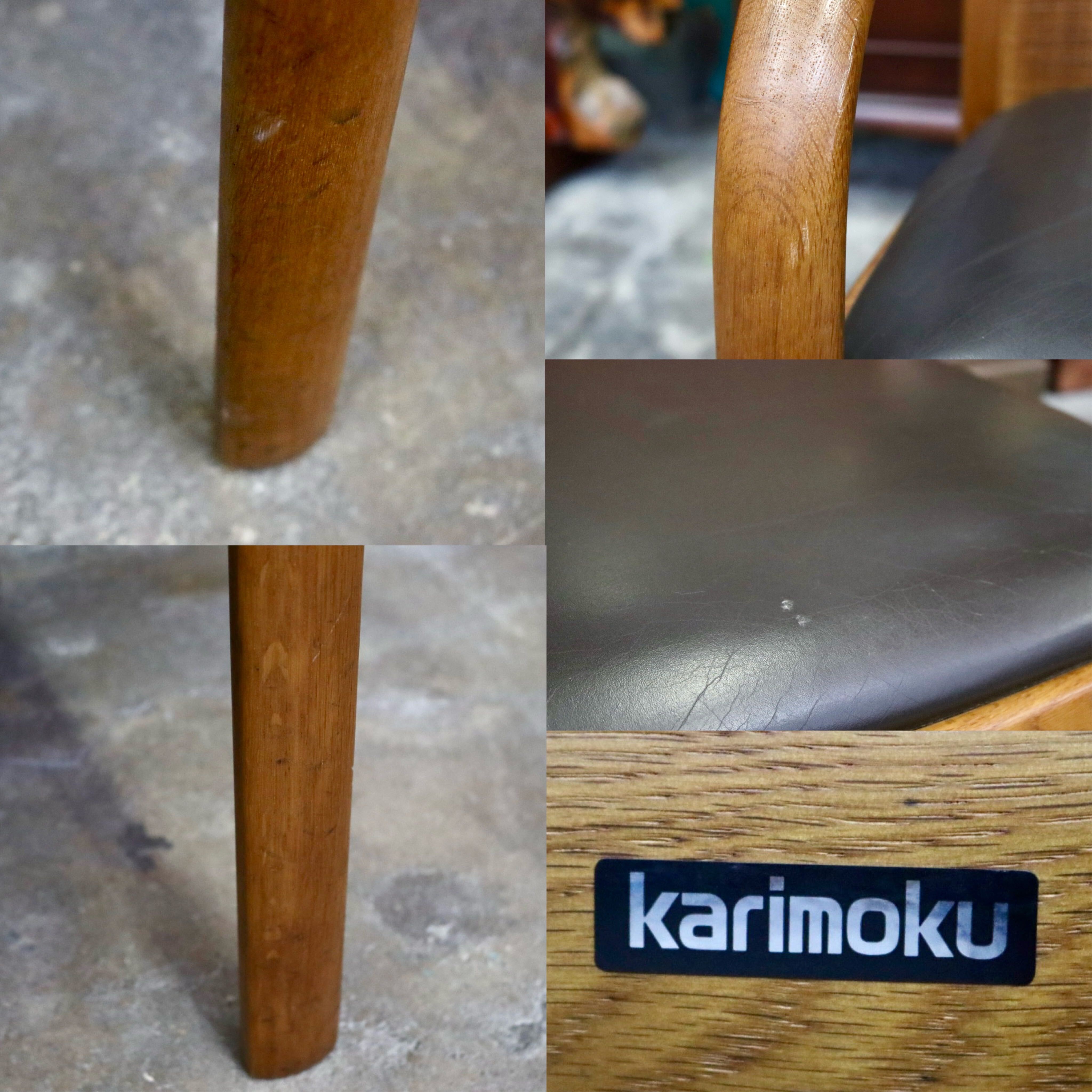 GMJH301O○karimoku / カリモク ダイニングチェア 食卓椅子 アームチェア 椅子 本革 和モダン レトロ 国産家具
