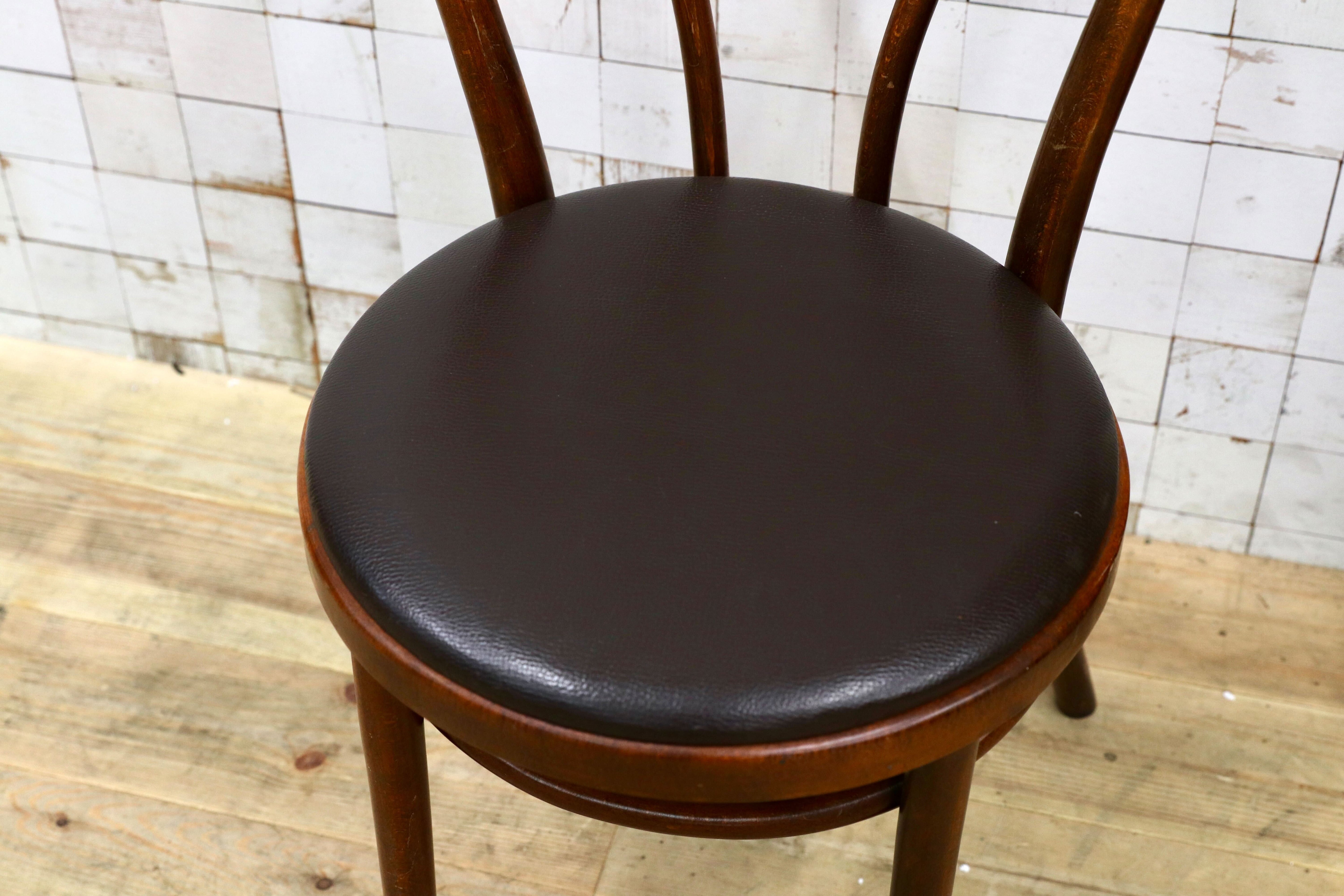 GMIH421C○maruni / マルニ オールド ヴィンテージ ベントウッドチェア ルーマニア製 曲木 アンティーク 合皮 ブナ材 稀少