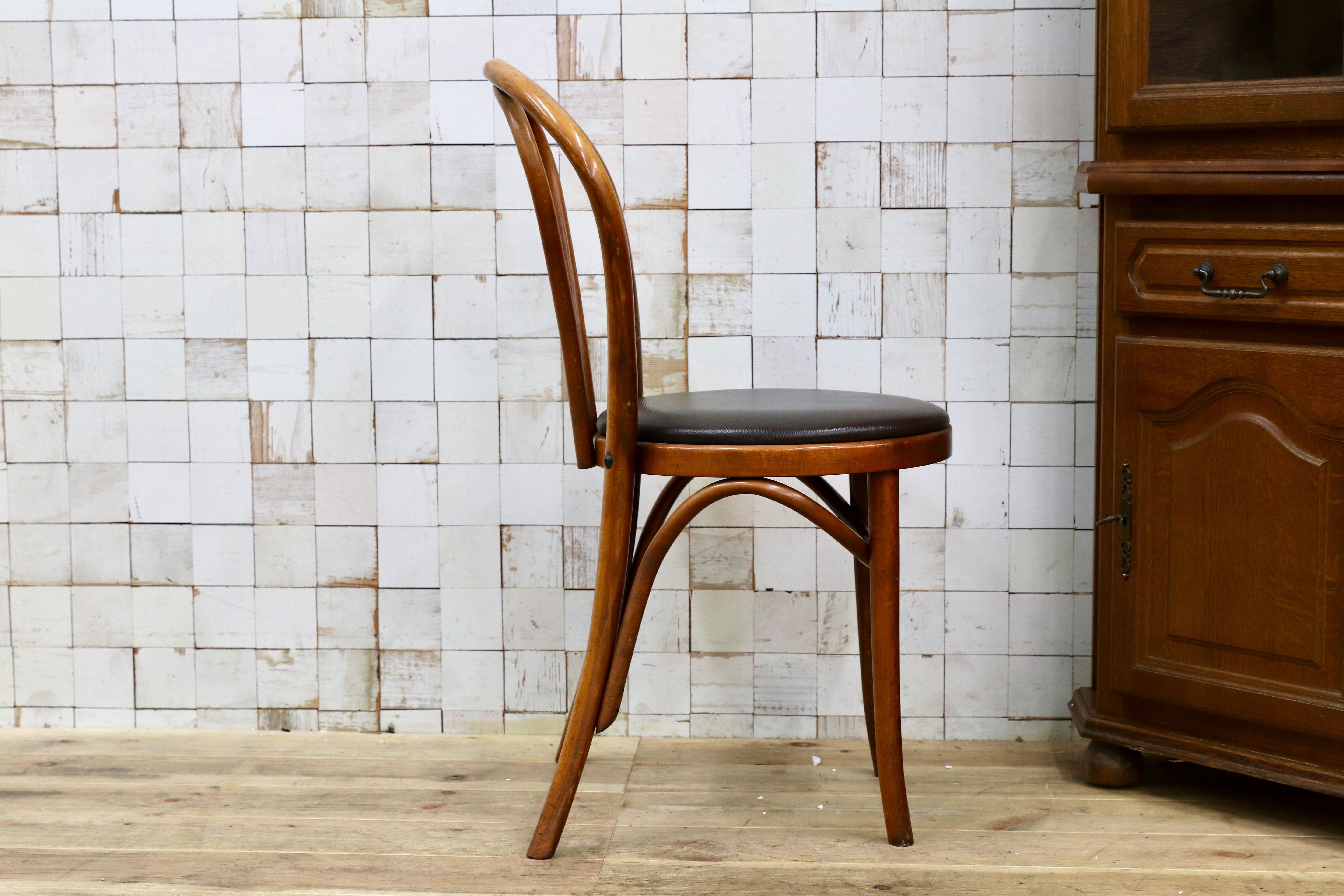 GMIH421C○maruni / マルニ オールド ヴィンテージ ベントウッドチェア ルーマニア製 曲木 アンティーク 合皮 ブナ材 稀少
