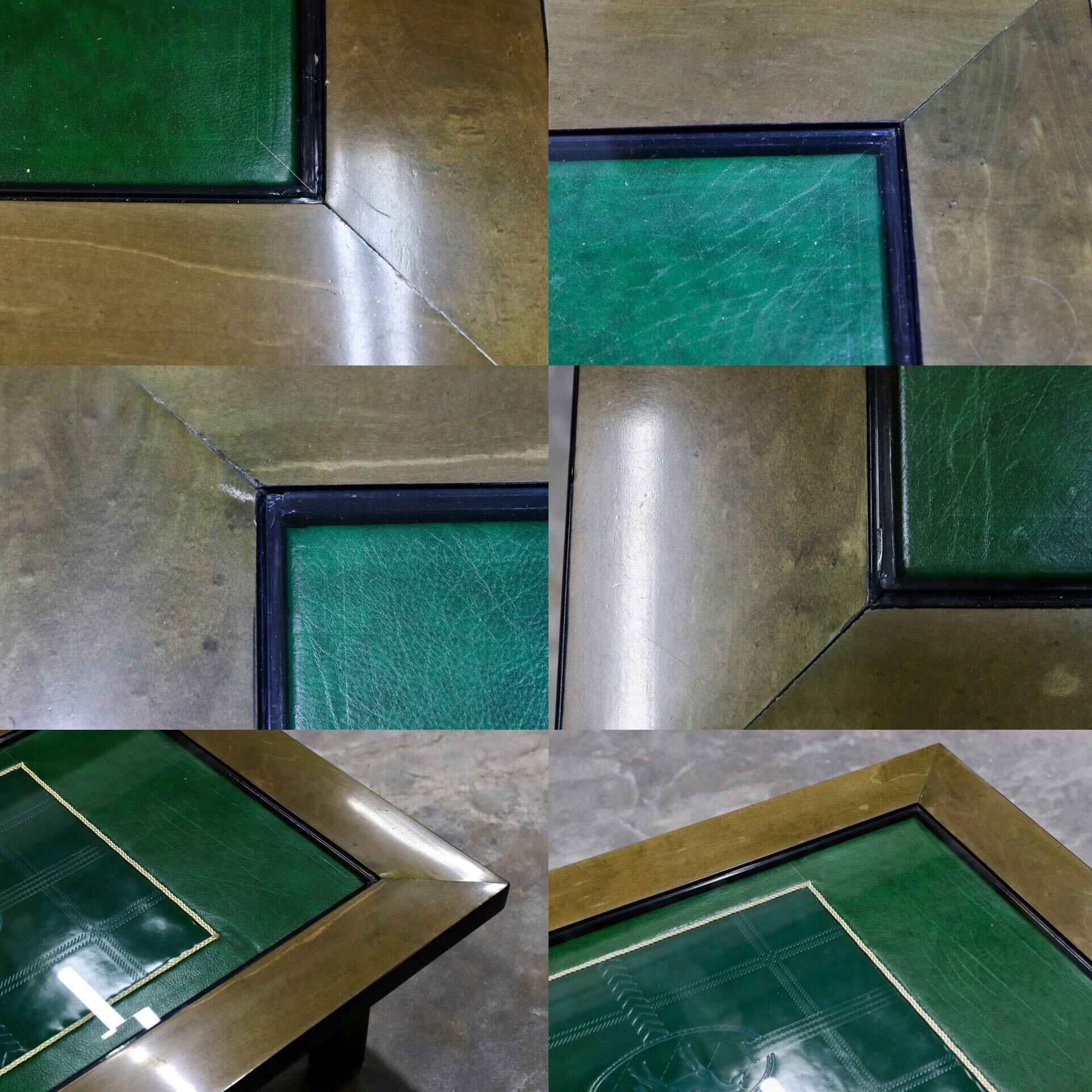 GMIS71○PAOLO GUCCI / パオログッチ センターテーブル リビングテーブル 応接机 ガラステーブル 革張り イタリア 最高峰 約75万