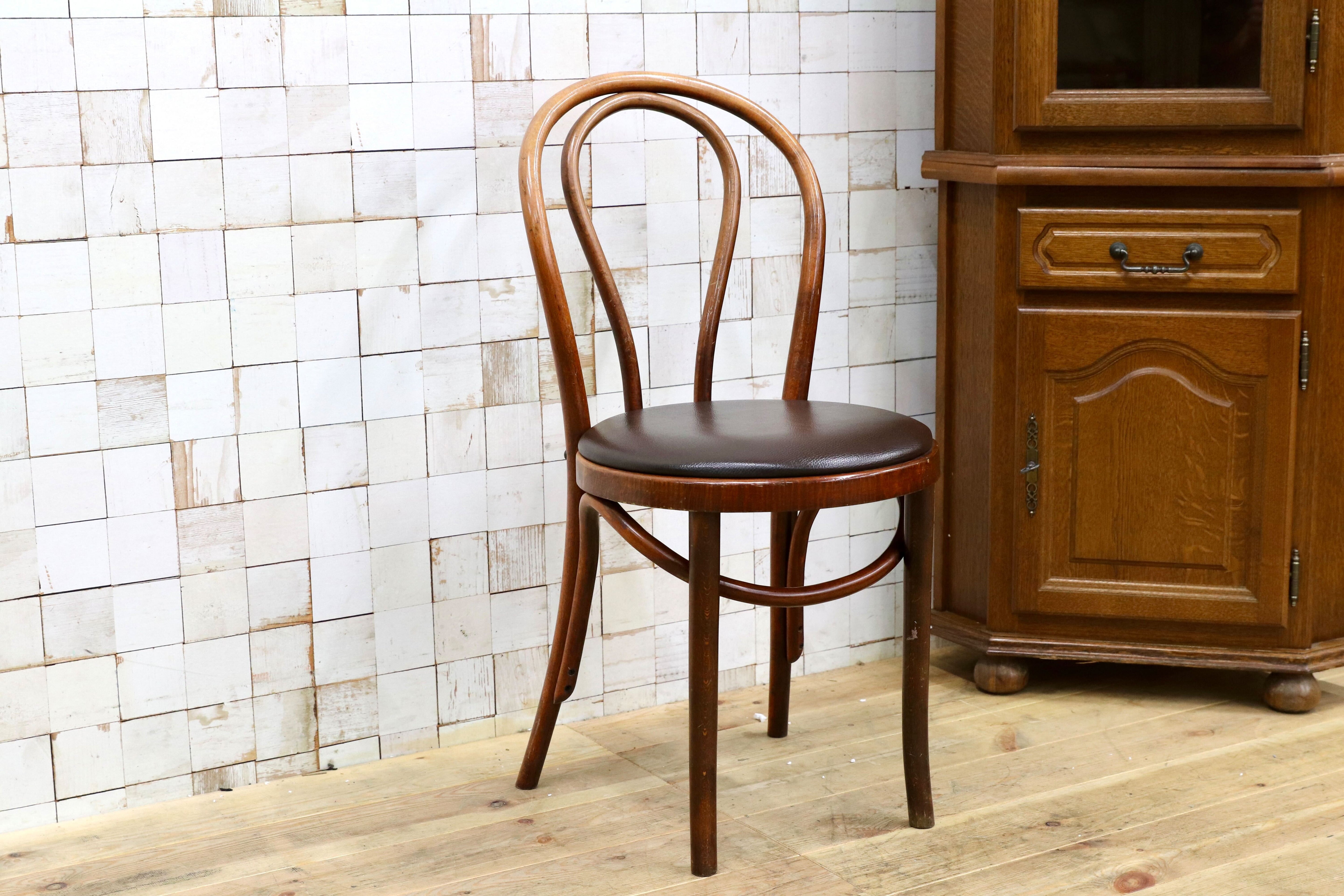 GMIH421D○maruni / マルニ オールド ヴィンテージ ベントウッドチェア ルーマニア製 曲木 アンティーク 合皮 ブナ材 稀少