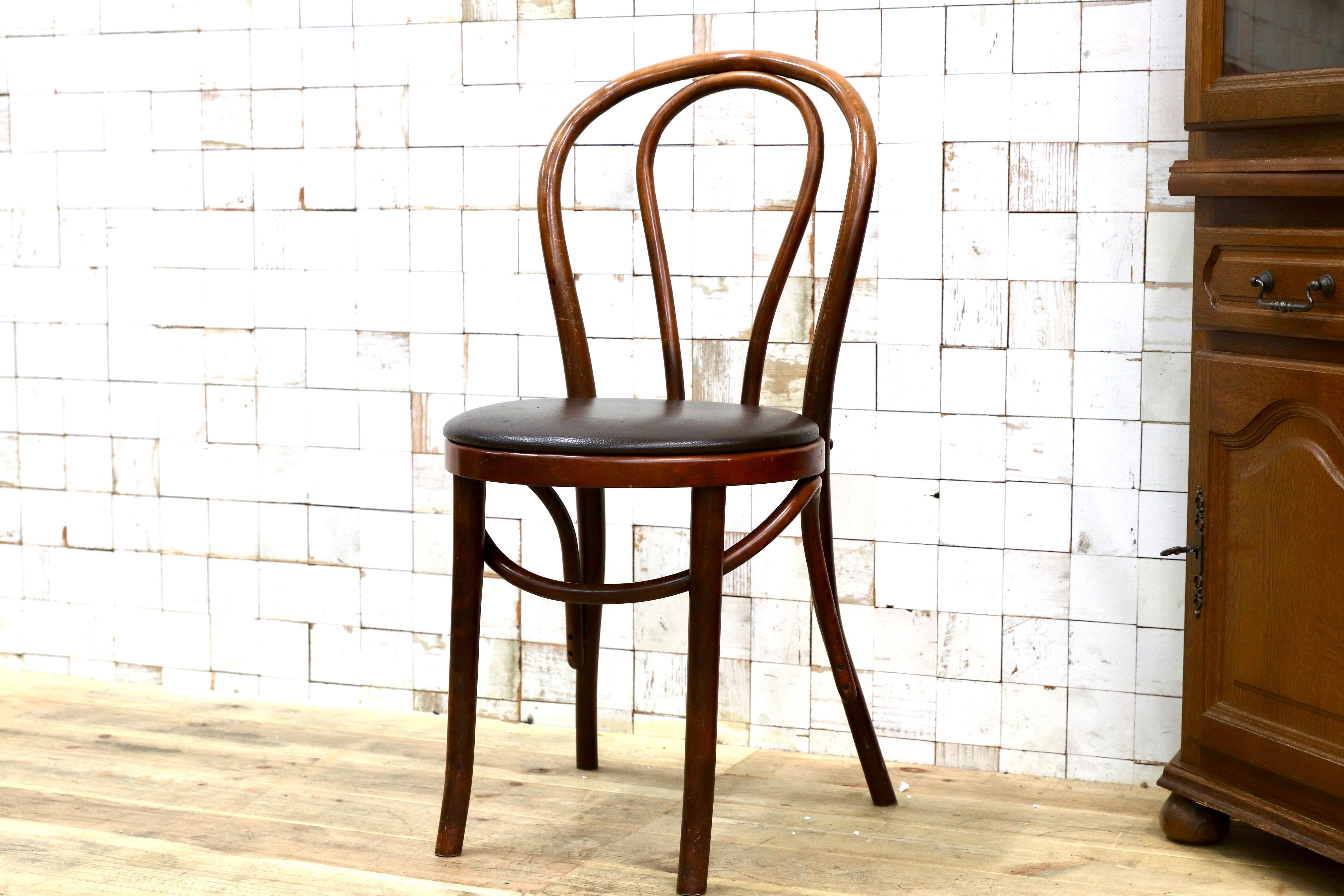 GMIH421E○maruni / マルニ オールド ヴィンテージ ベントウッドチェア ルーマニア製 曲木 アンティーク 合皮 ブナ材 稀少