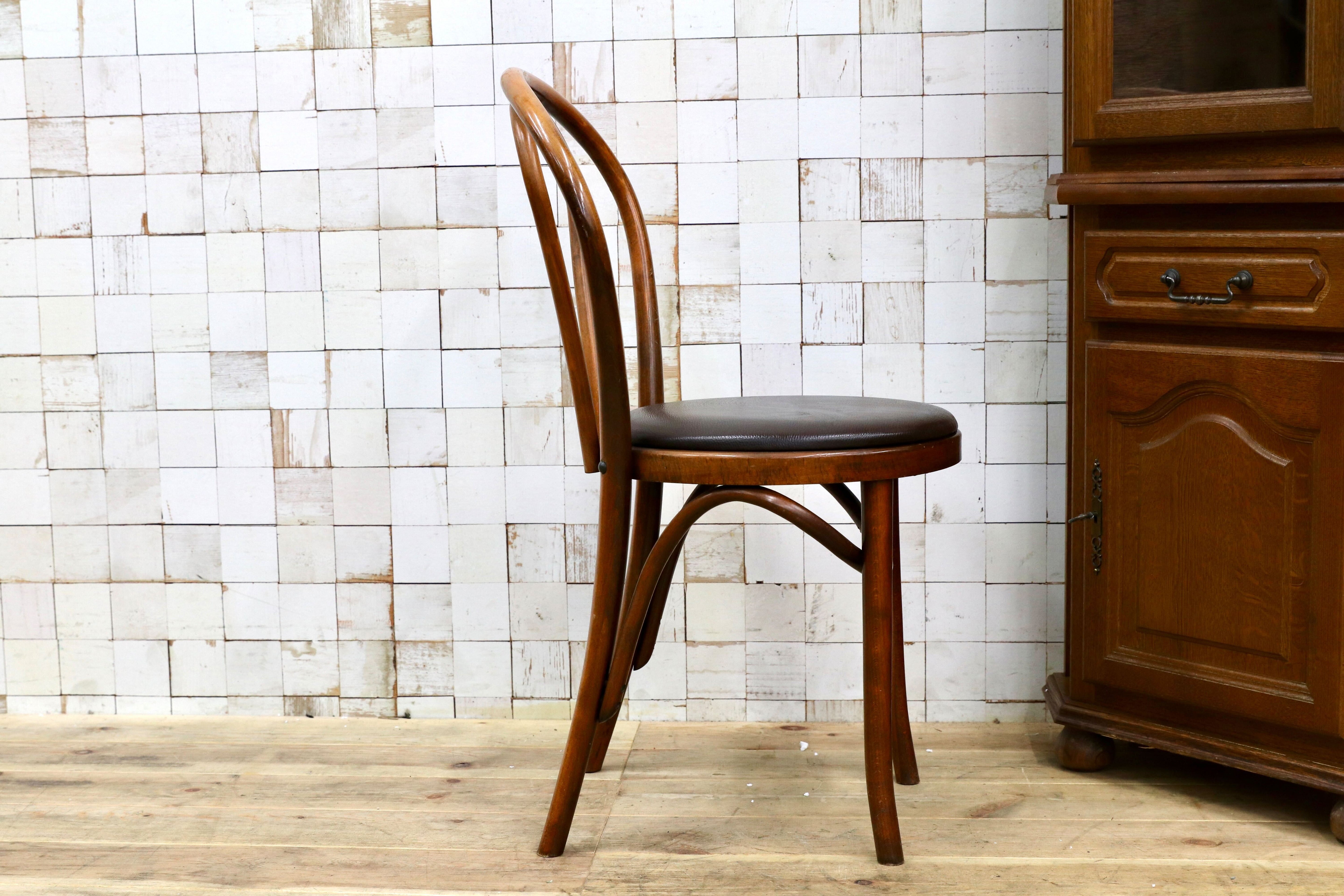 GMIH421F○maruni / マルニ オールド ヴィンテージ ベントウッドチェア ルーマニア製 曲木 アンティーク 合皮 ブナ材 稀少