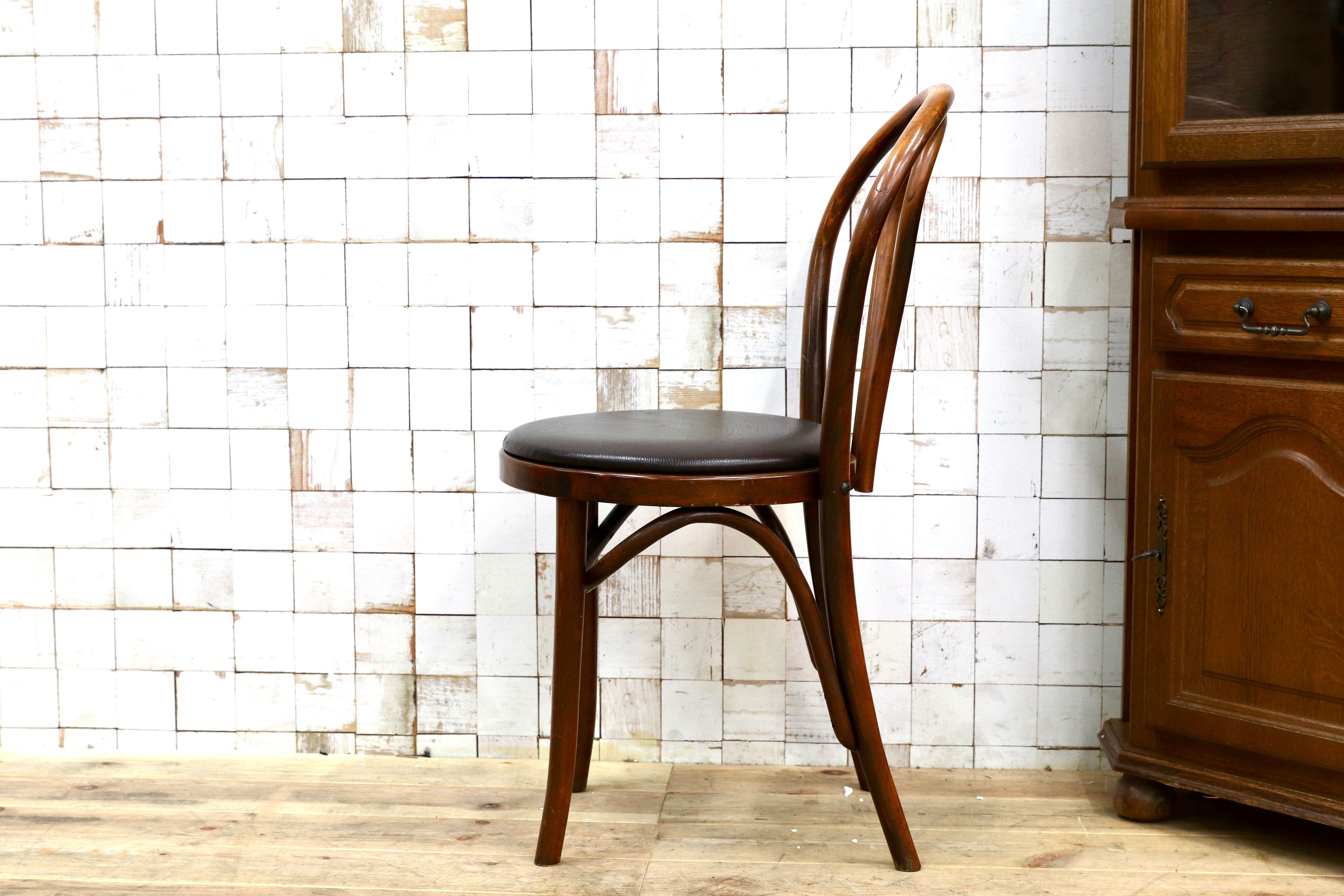 GMIH421F○maruni / マルニ オールド ヴィンテージ ベントウッドチェア ルーマニア製 曲木 アンティーク 合皮 ブナ材 稀少