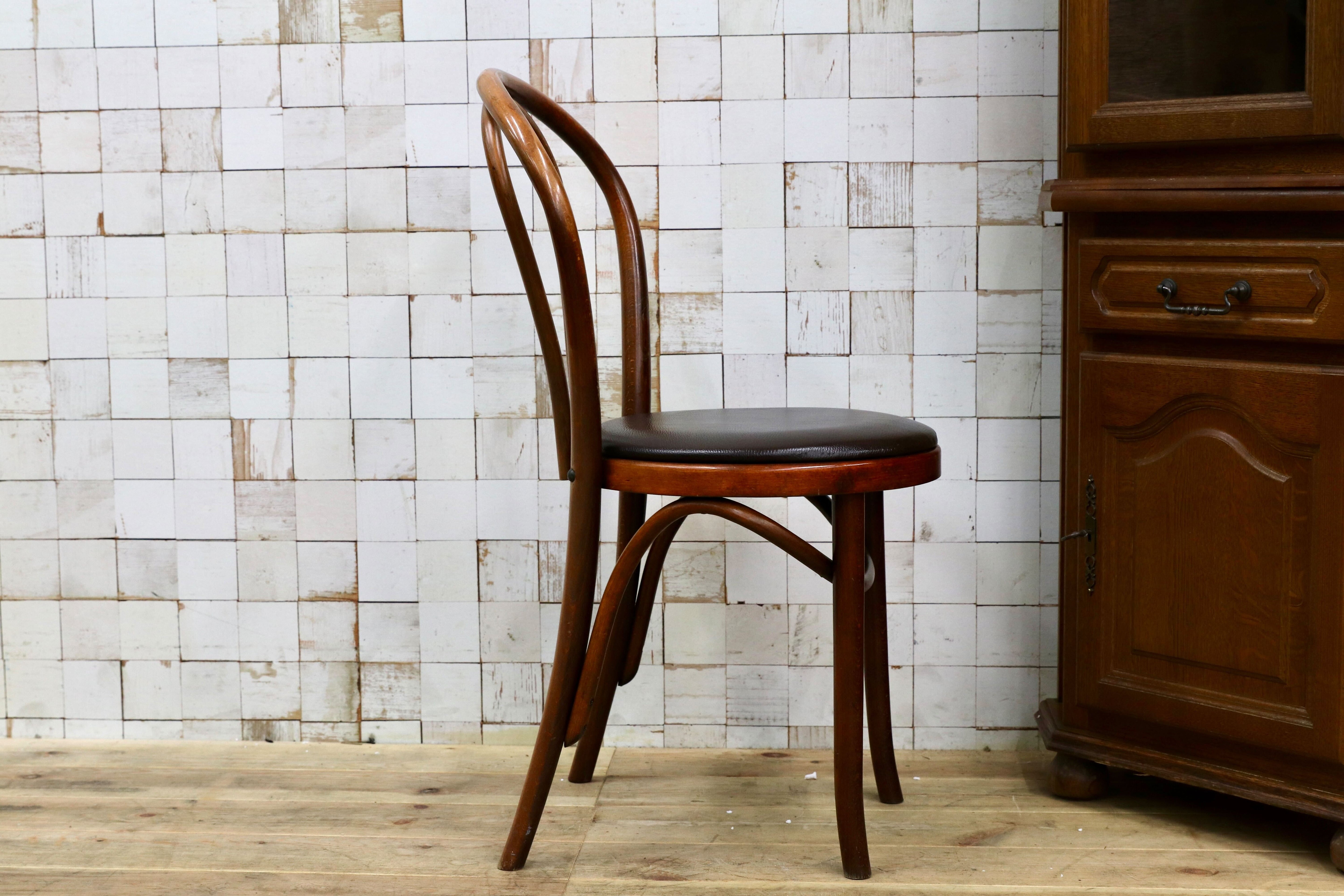 GMIH421G○maruni / マルニ オールド ヴィンテージ ベントウッドチェア ルーマニア製 曲木 アンティーク 合皮 ブナ材 稀少