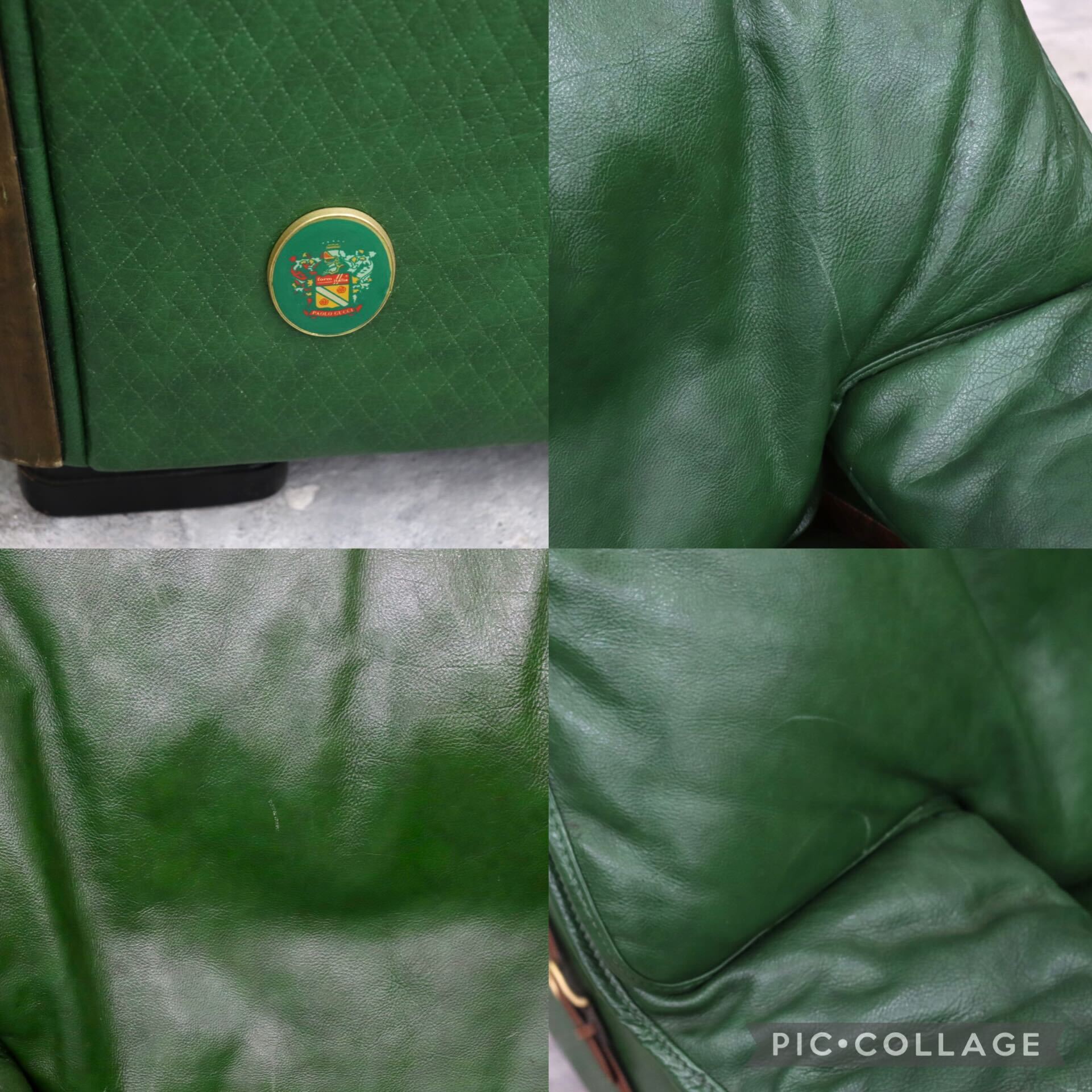 GMIS71C○Formitalia / フォルミタリア PAOLO GUCCI パオログッチ 1人掛けソファ シングルソファ 本革 グリーン 最高級 モダン 定価約80万