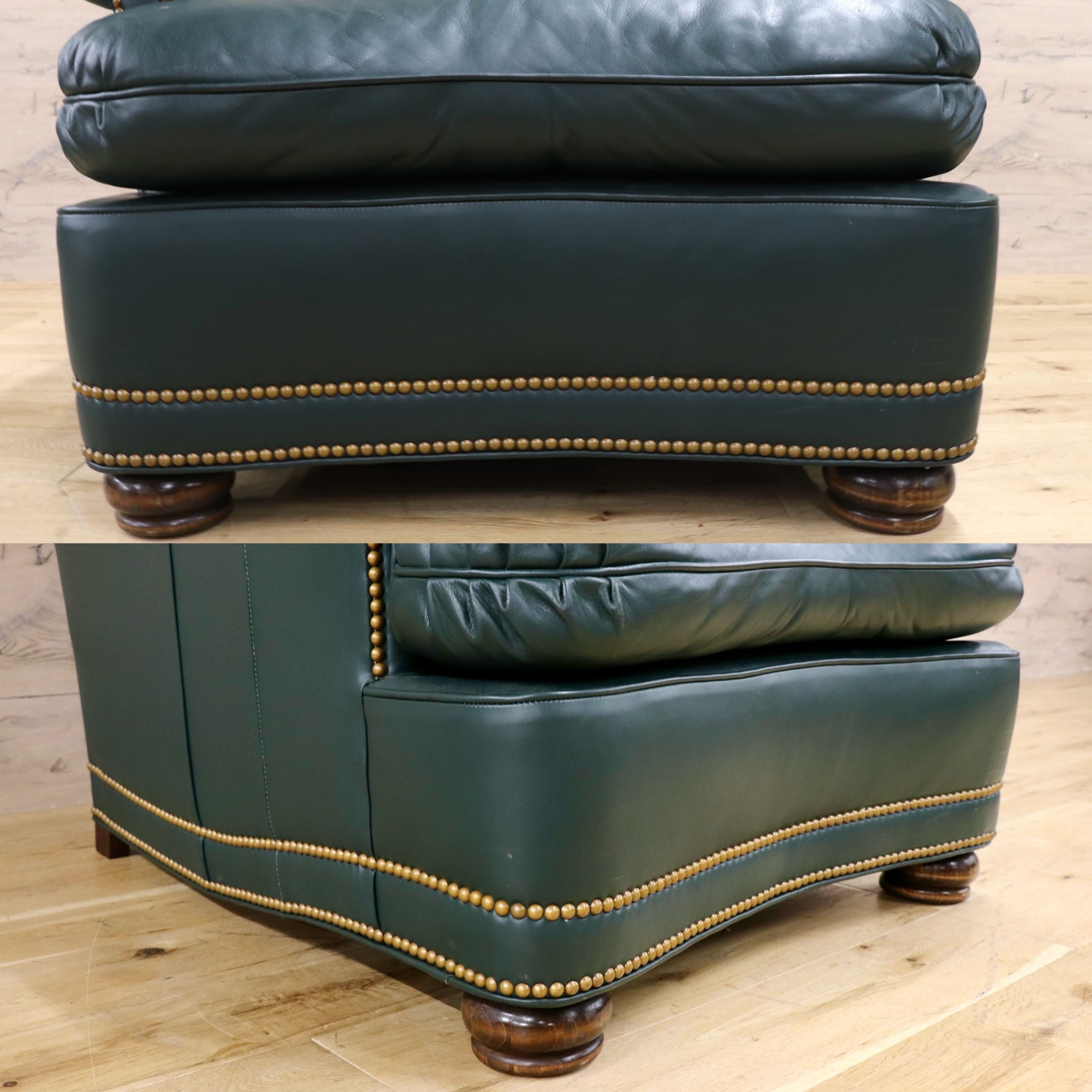 GMJK36B○Hancock & Moore / ハンコック&ムーア 1人掛けソファ シングルソファ 総革 緑 ホワイトハウス御用達 IDC大塚家具 定価約90万