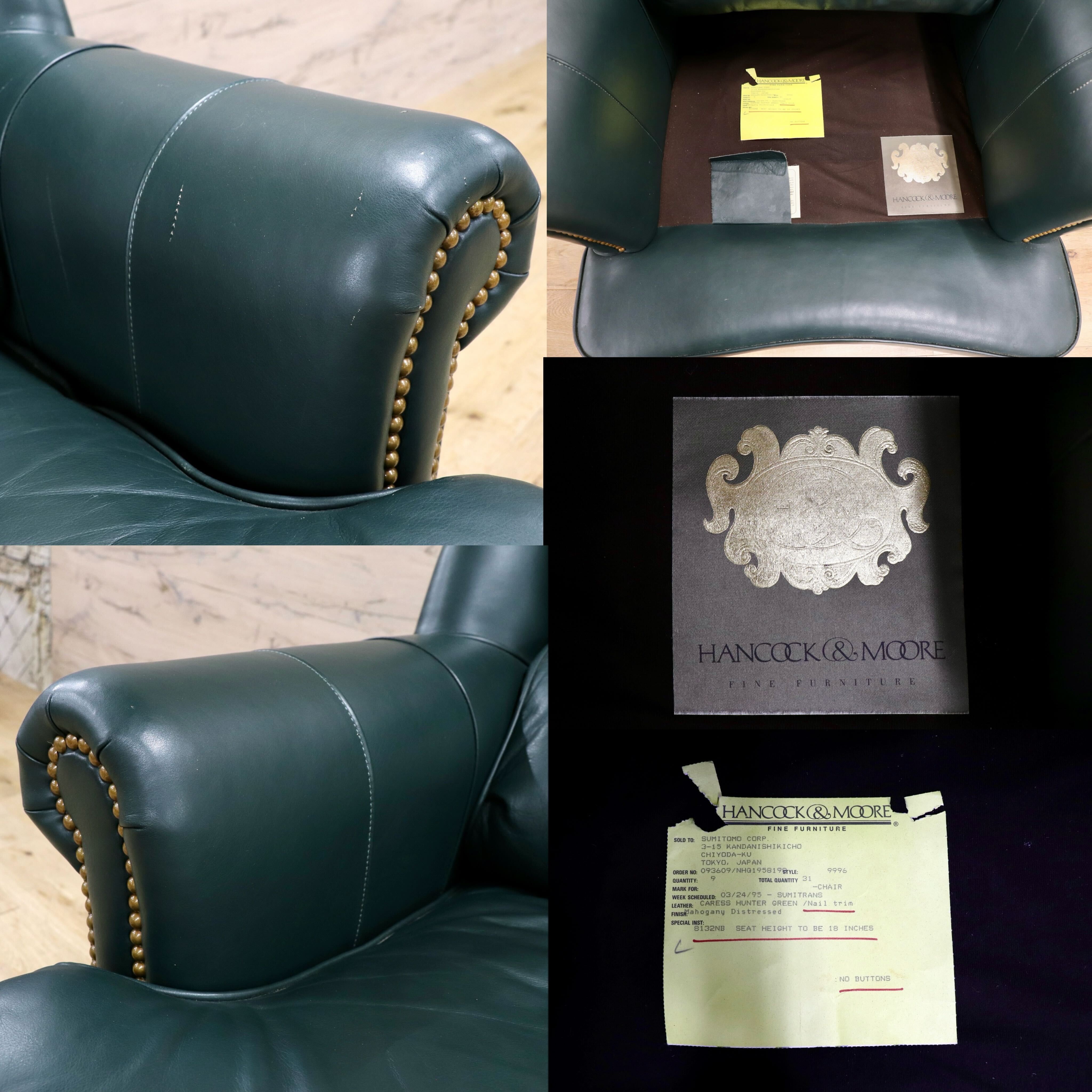 GMJK36B○Hancock & Moore / ハンコック&ムーア 1人掛けソファ シングルソファ 総革 緑 ホワイトハウス御用達 IDC大塚家具 定価約90万