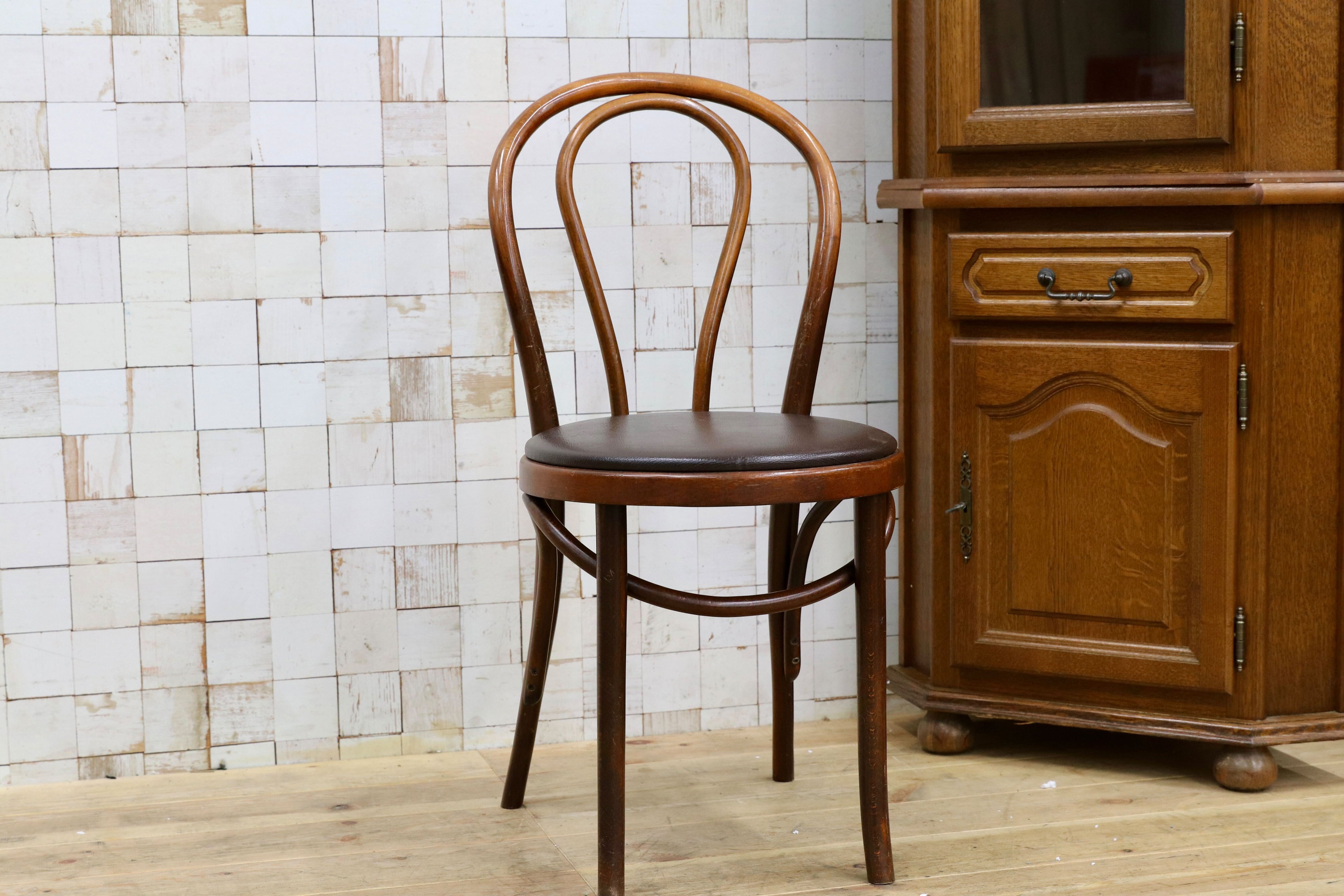 GMIH421I○maruni / マルニ オールド ヴィンテージ ベントウッドチェア ルーマニア製 曲木 アンティーク 合皮 ブナ材 稀少