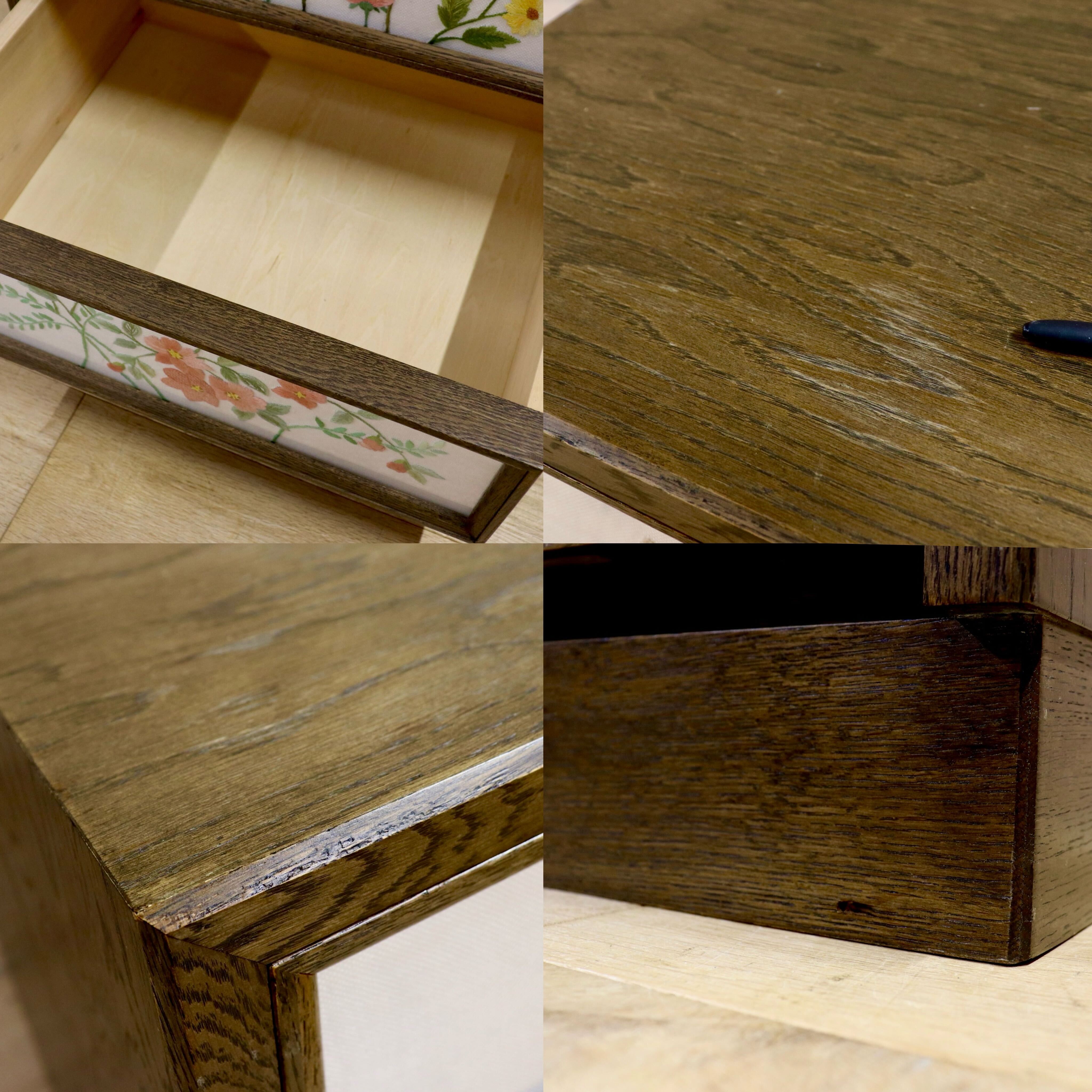 GMIH279○神戸家具 洋家具 伊藤家具 5段チェスト 整理タンス オーク材 クラシカル 花柄 刺繍 和製ヴィンテージ レトロ アンティーク