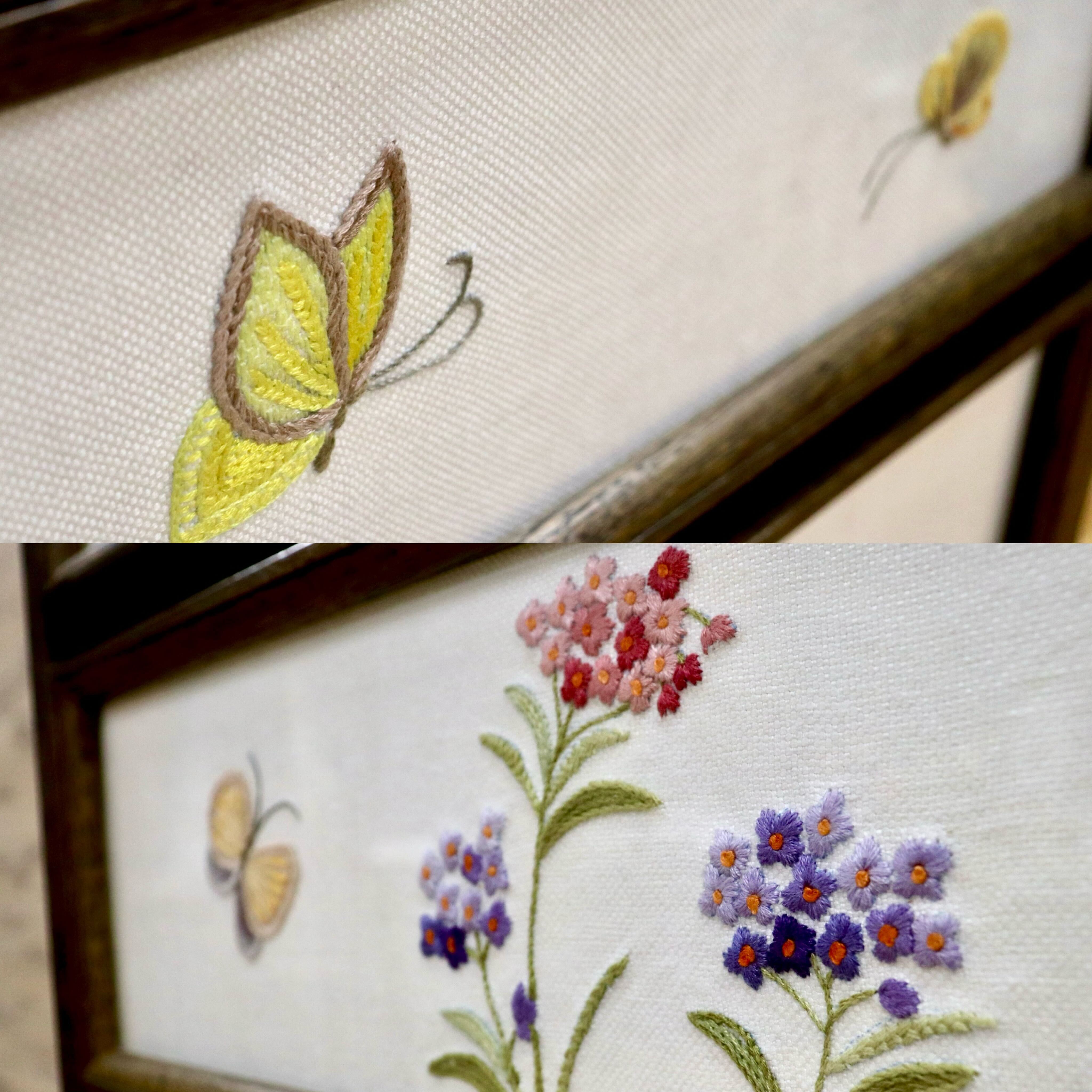 GMIH279○神戸家具 洋家具 伊藤家具 5段チェスト 整理タンス オーク材 クラシカル 花柄 刺繍 和製ヴィンテージ レトロ アンティーク