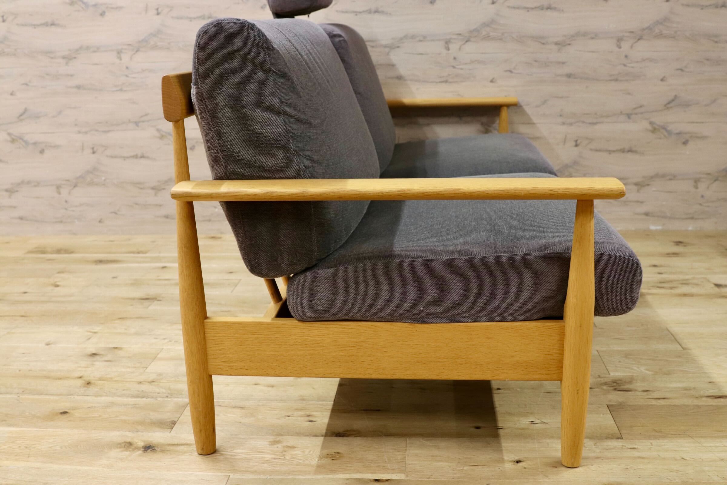 GMIK845○柏木工 / KASHIWA シガーロ 飛騨家具 3人掛けソファ トリプルソファ オーク材 ファブリック