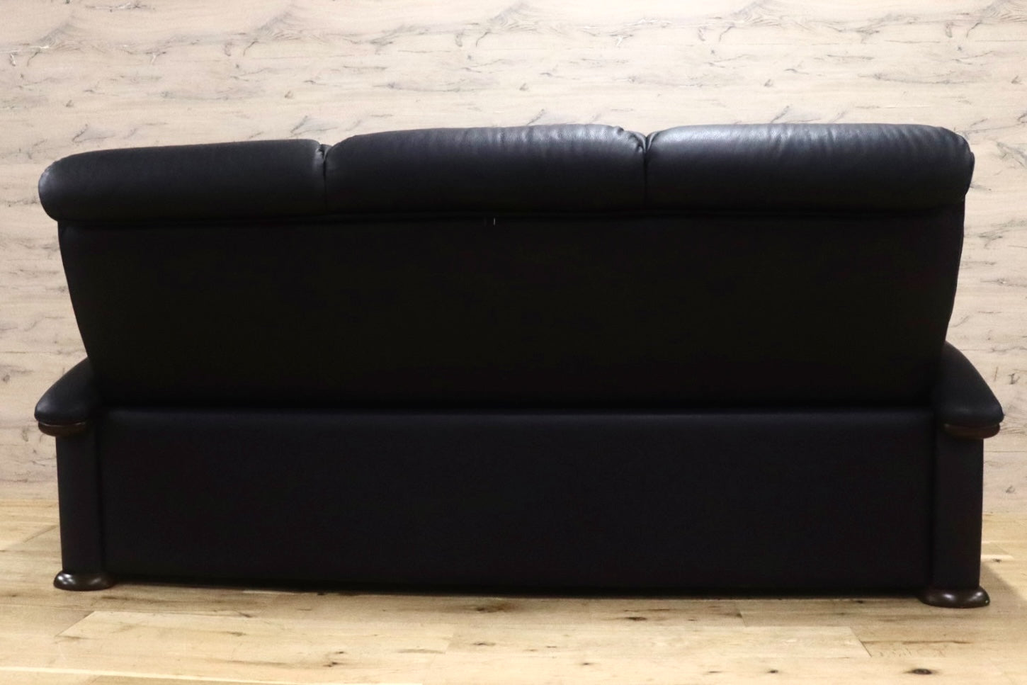 GMJK118A○冨士ファニチア / FUJI FURNITURE 3人掛けソファ トリプルソファ 本革 ブラック 国産家具 和モダン 応接