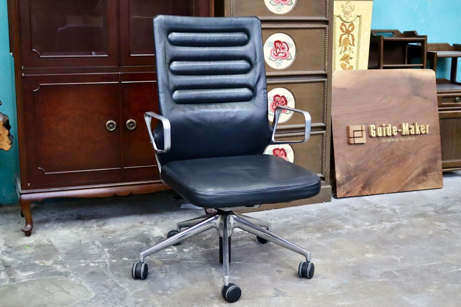 GMJK349○vitra / ヴィトラ AC4 アームチェア ワークチェア オフィスチェア 肘付 リクライニング 本革 アントニオ・チッテリオ スイス家具