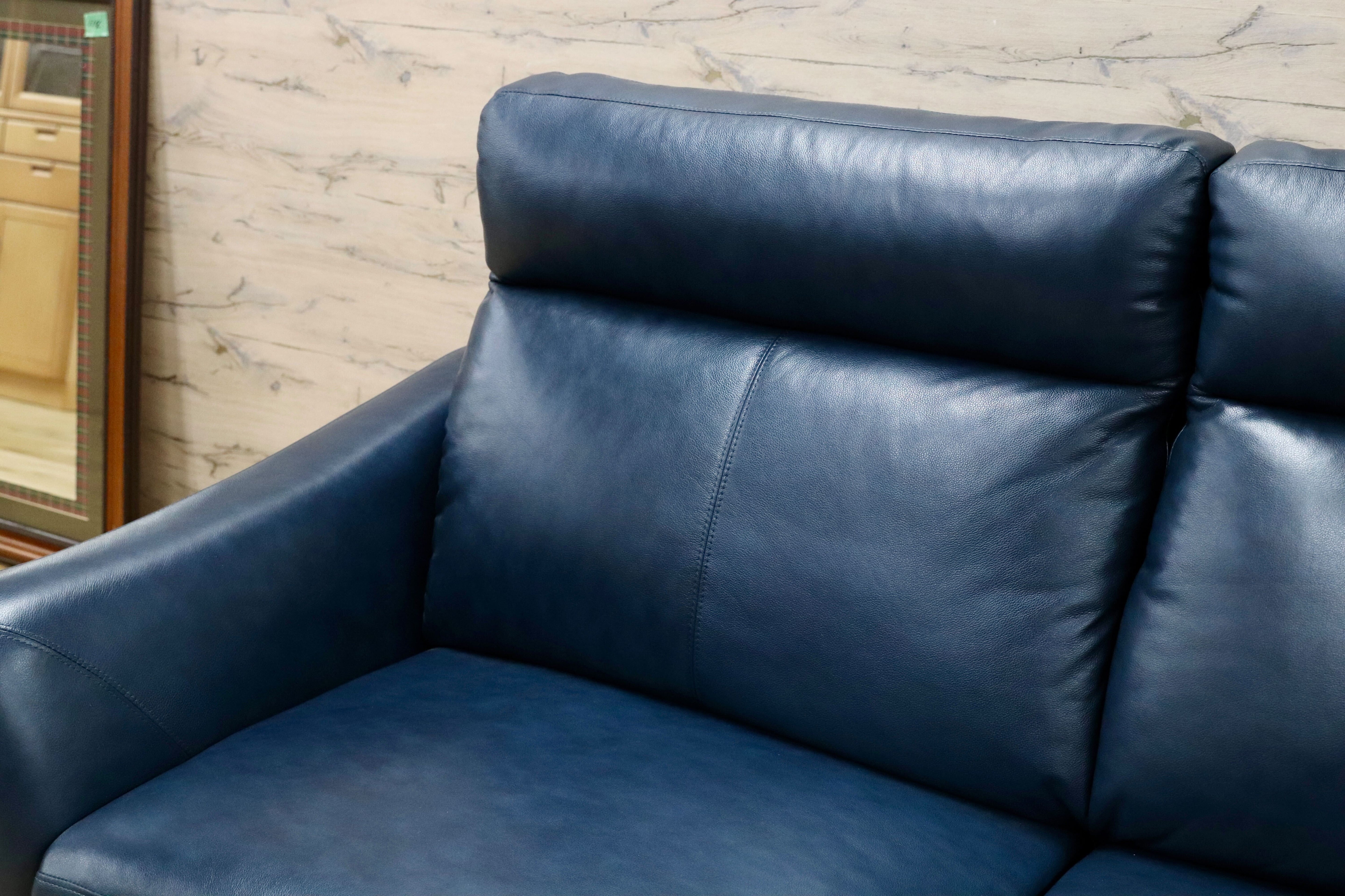 GMHN28○LURKEY SOFA / ラルーキー 2人掛けソファ ラブソファ 電動ソファ 2シーター ブルー 本革 レザー 高級モダン 20年製