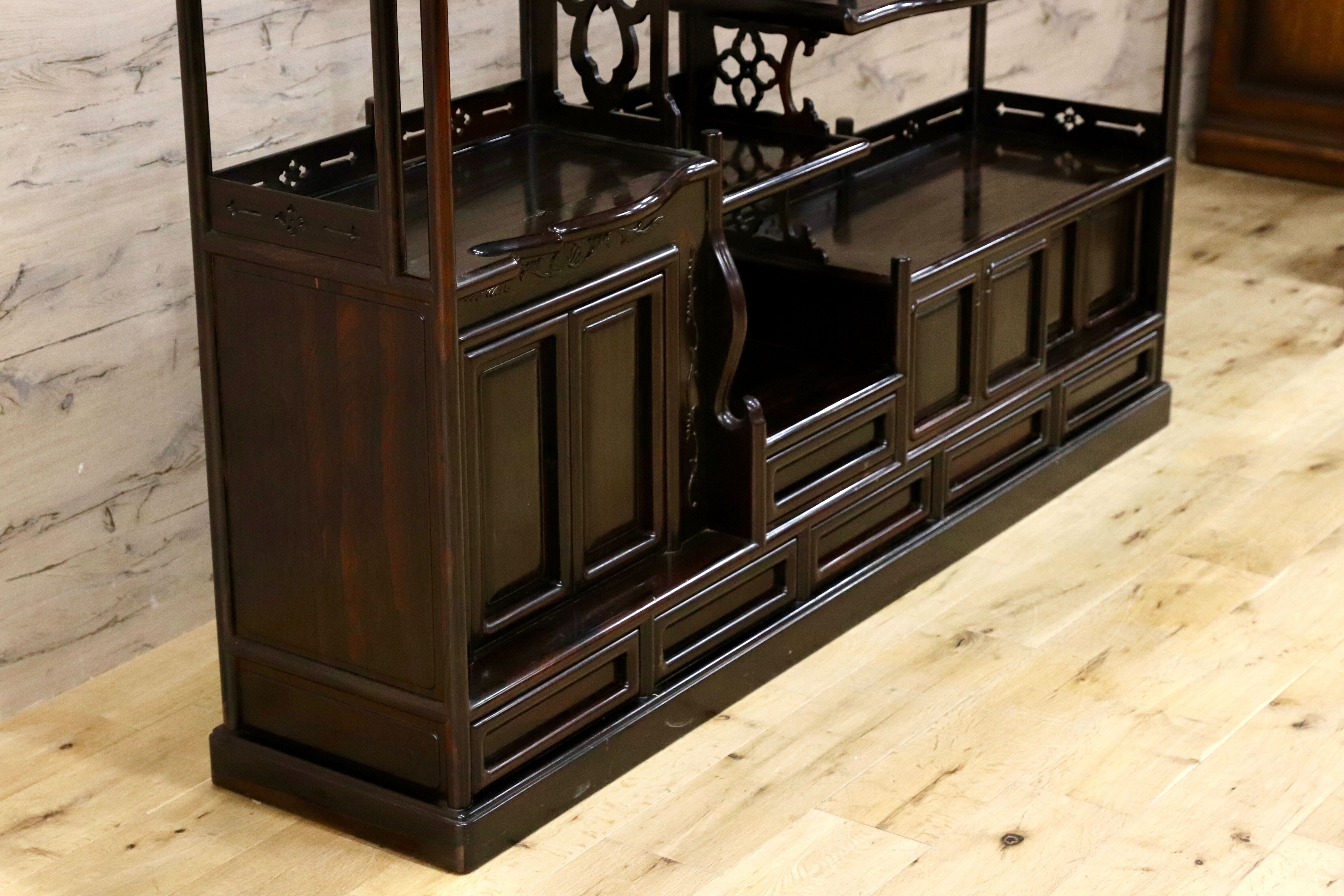 GMIK865○黒檀 最高級 茶棚 サイドボード リビングボード キャビネット