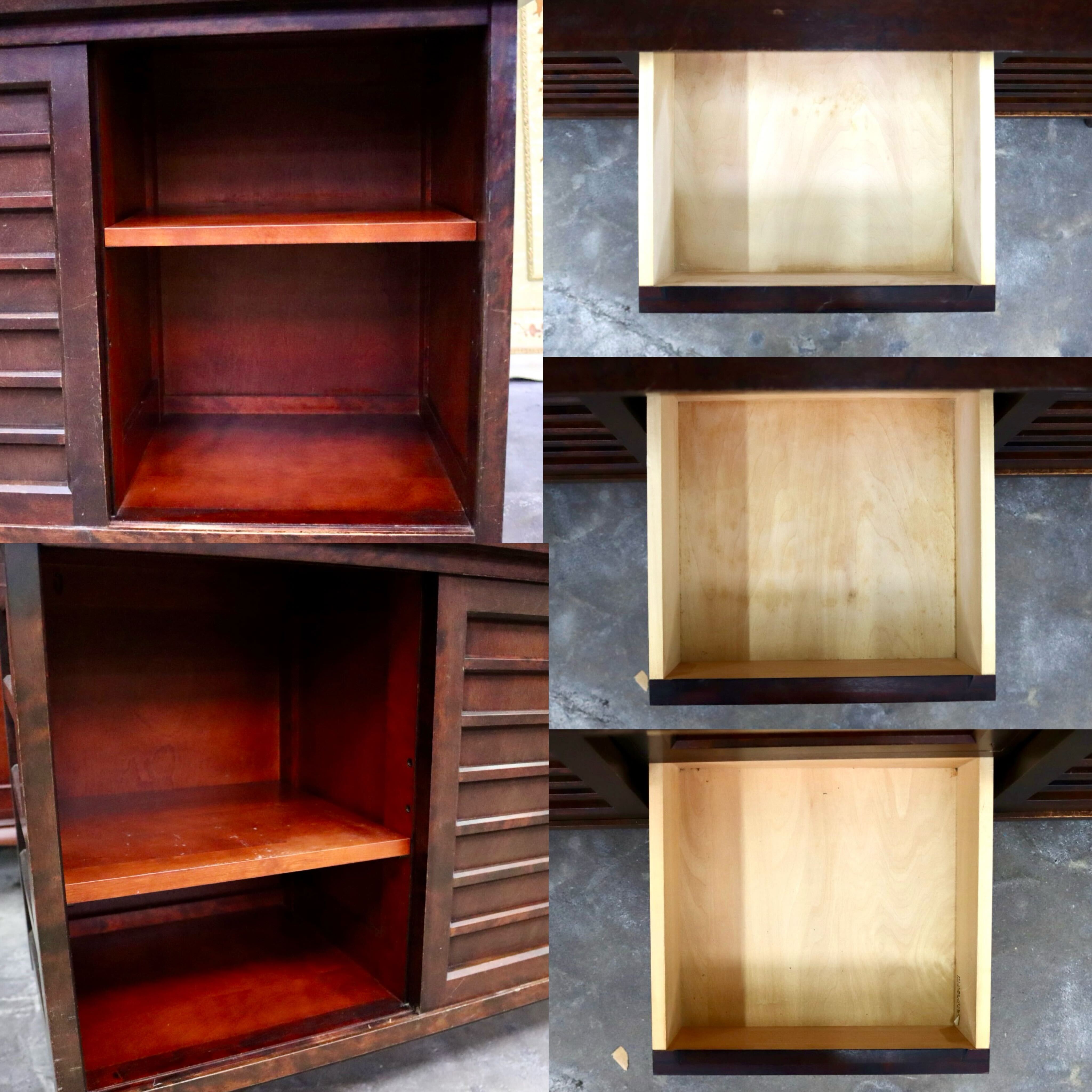 GMIS428A○北海道民芸家具 キャビネット サイドボード 棚 引き出し リビング収納 木製 樺材 レトロ クラシック ヴィンテージ 国産家具