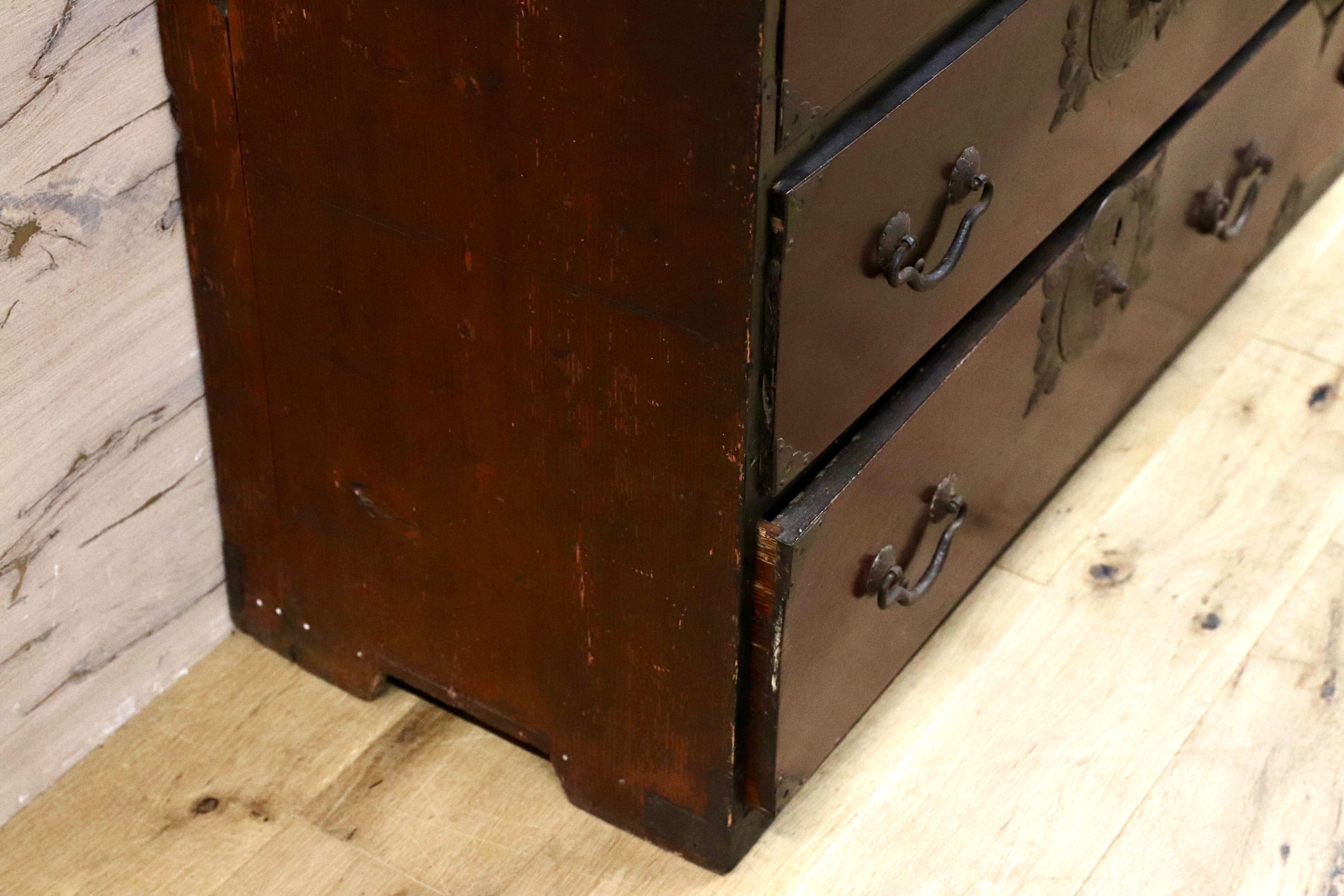 GMIS224○時代箪笥 仙台箪笥 和家具 整理箪笥 アンティーク 古道具 民藝 什器 ヴィンテージ 和製アンティーク