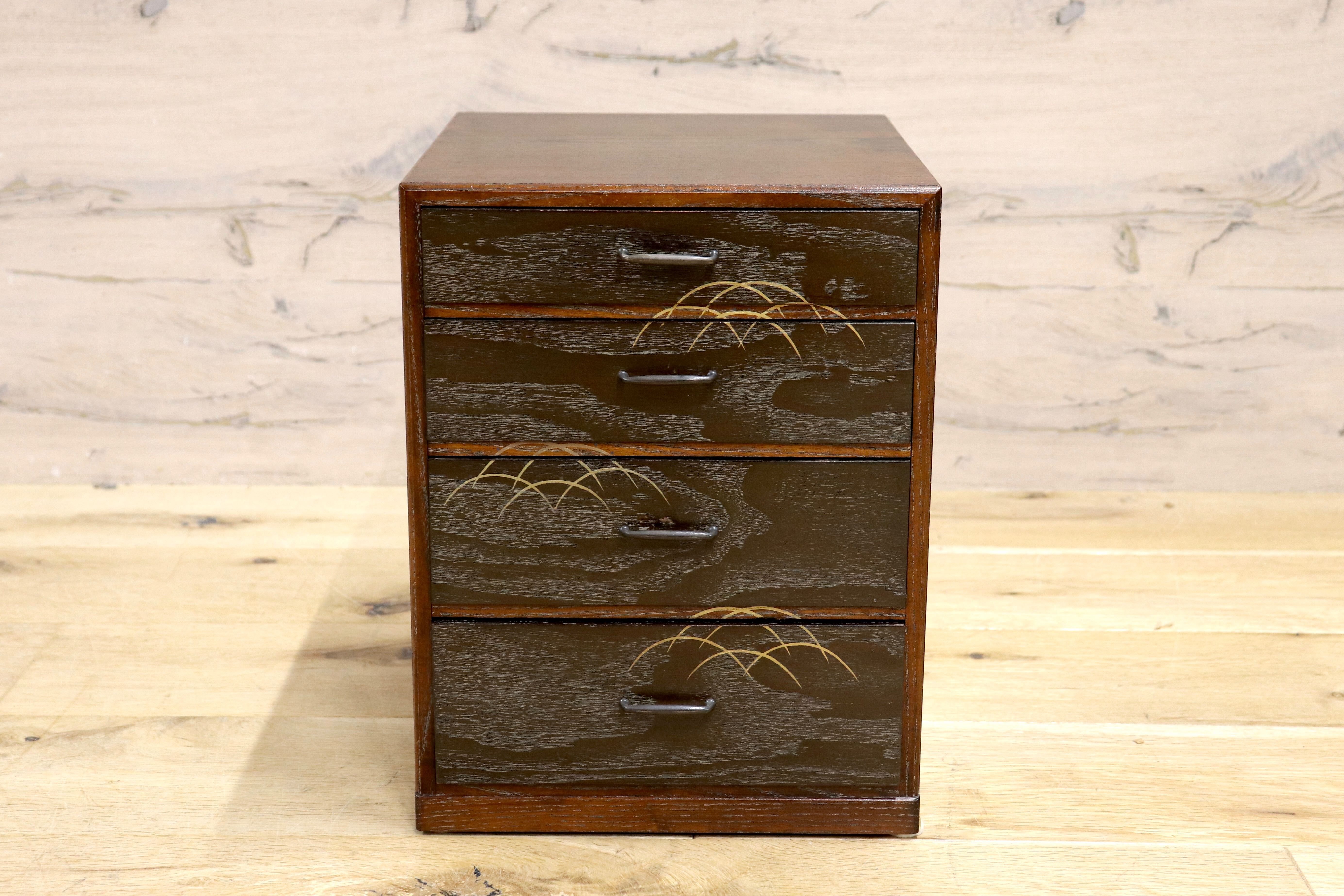 GMIH272A○和小物 小引き出し 4段 収納箱 小物入れ 筆入れ 和製アンティーク ヴィンテージ 和室 古民家 和モダン 工芸