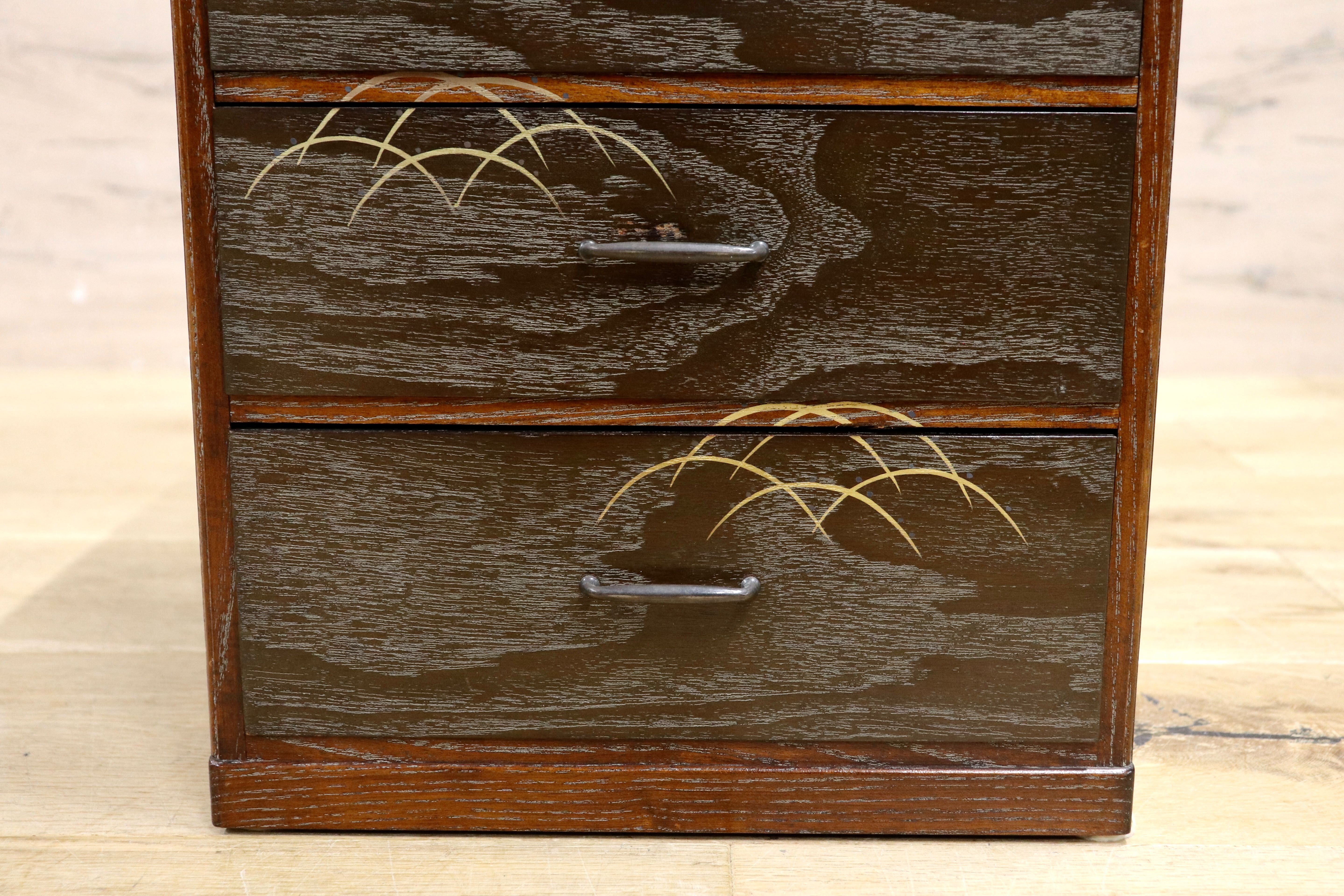 GMIH272A○和小物 小引き出し 4段 収納箱 小物入れ 筆入れ 和製アンティーク ヴィンテージ 和室 古民家 和モダン 工芸