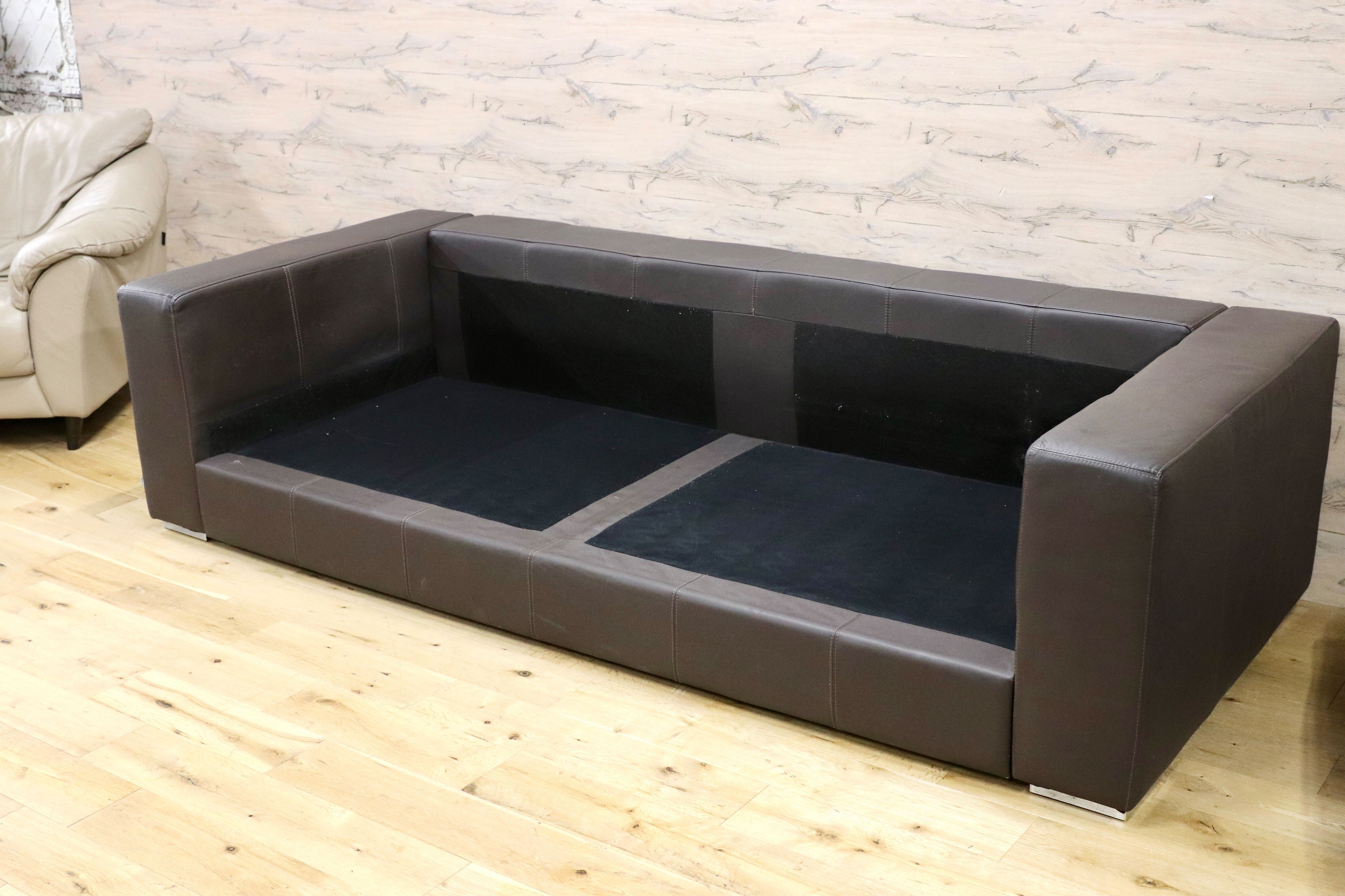 GMIH389B○BoConcept / ボーコンセプト I.D.V.2 3人掛けソファ トリプルソファ 本革 ダークブラウン 北欧 デンマーク 定価50万〜
