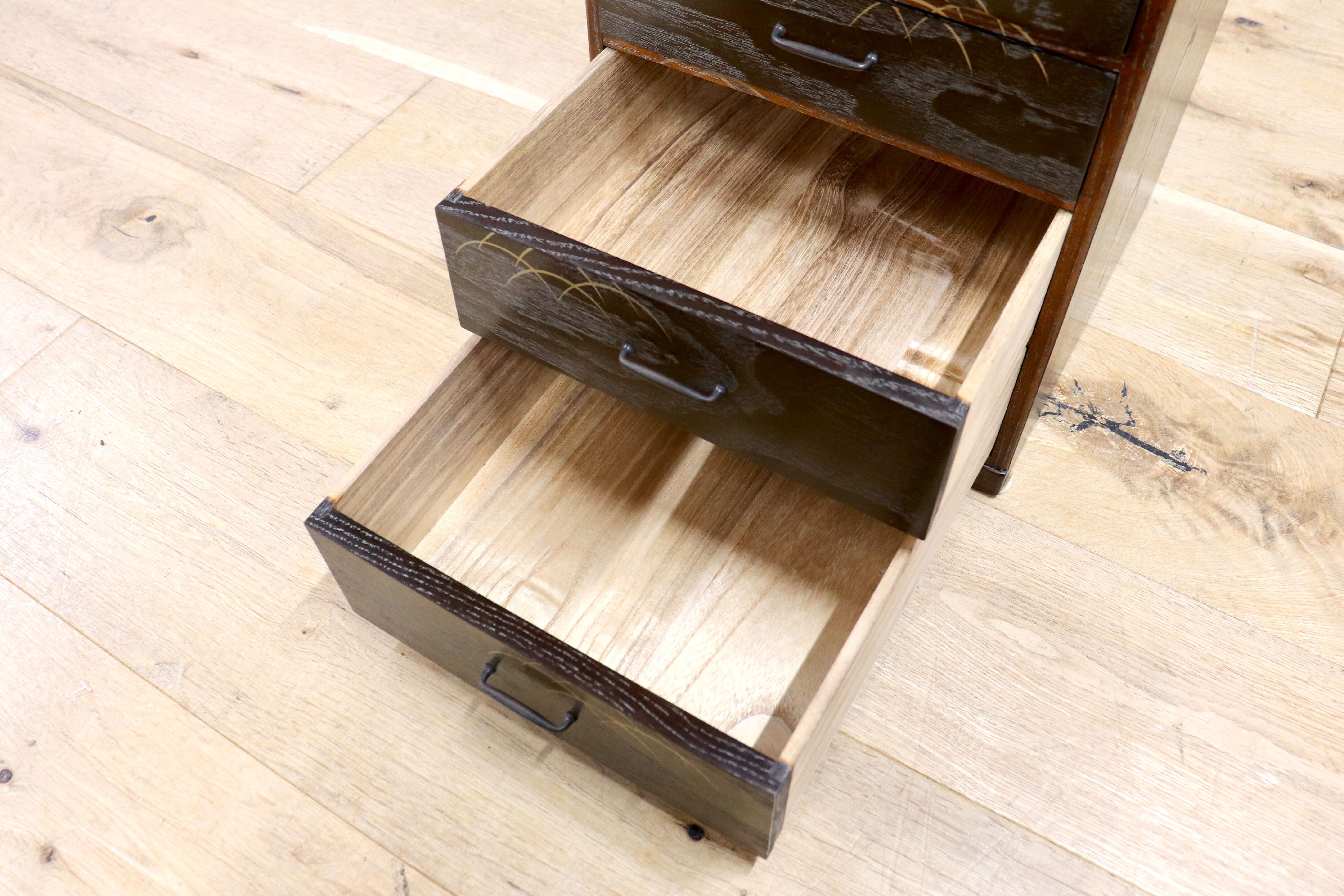 GMIH272A○和小物 小引き出し 4段 収納箱 小物入れ 筆入れ 和製アンティーク ヴィンテージ 和室 古民家 和モダン 工芸