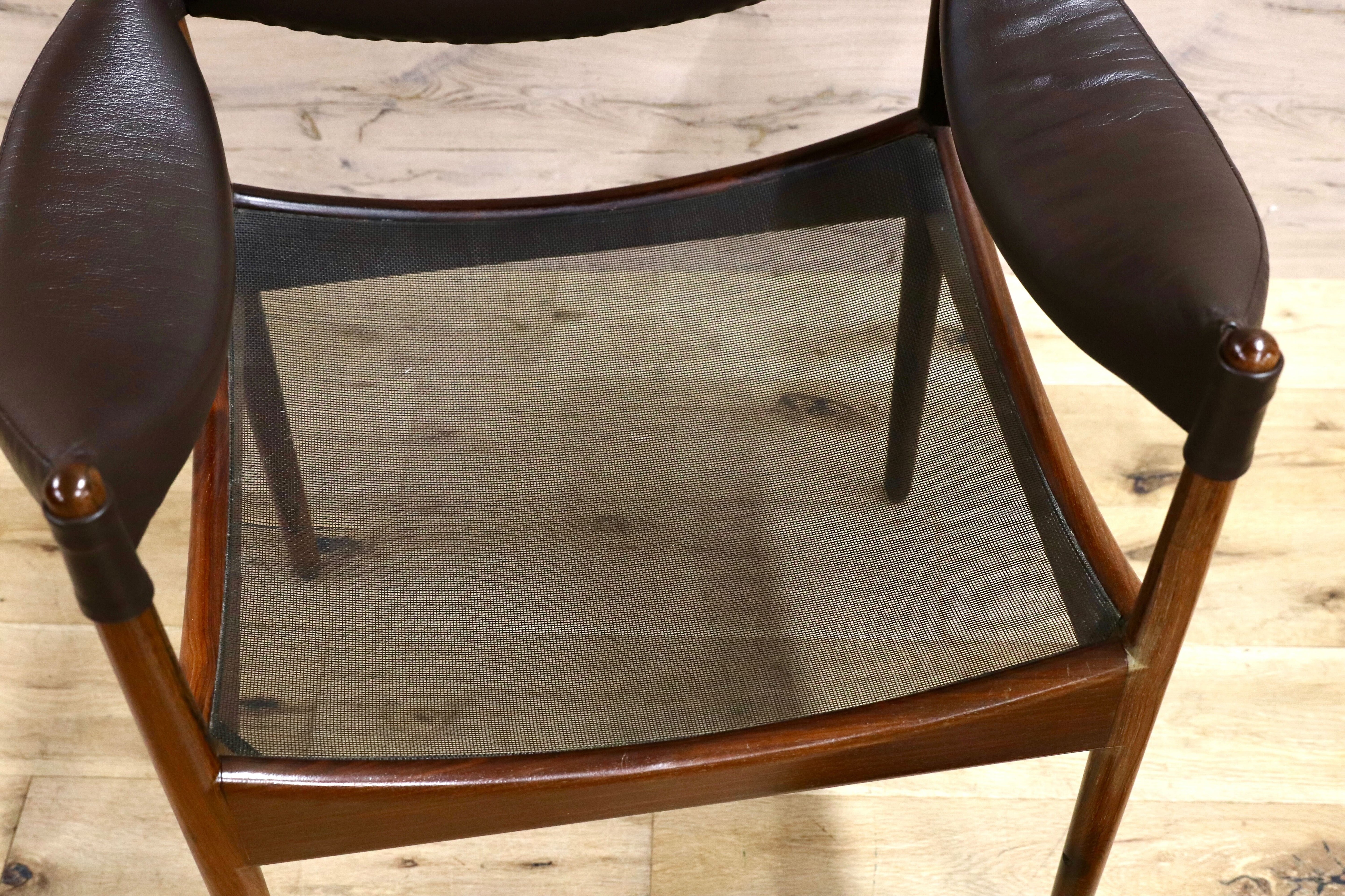 GMHK648○Modus / モデュス アームチェア ダイニングチェア 椅子 レザー ローズウッド クリスチャン・ヴェデル 北欧 名作 家具 稀少