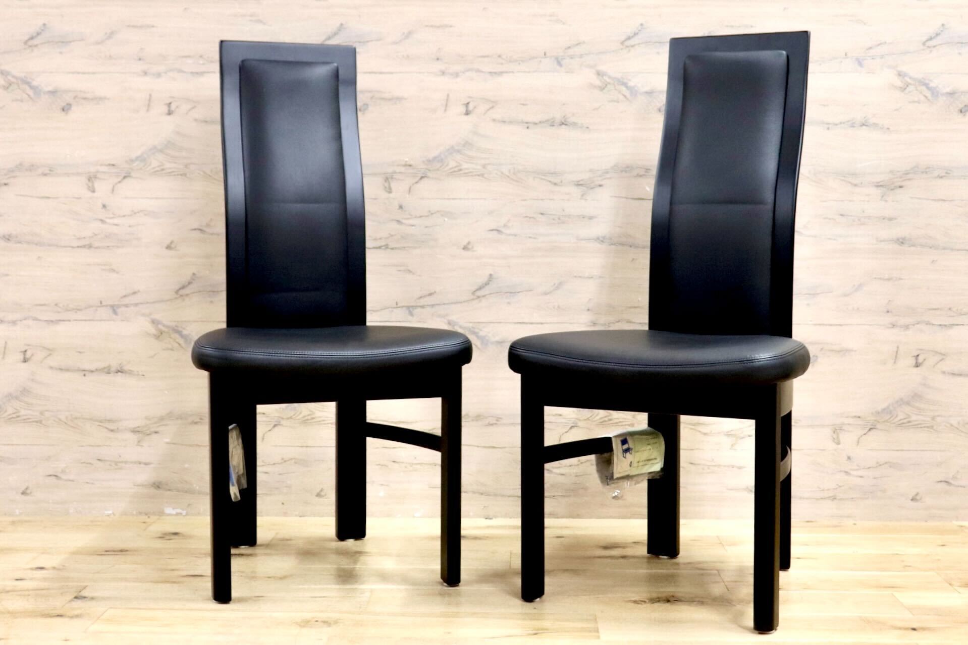 GMIS336D○karimoku / カリモク CE35 ダイニングチェア 2脚セット ハイバックチェア 本革 スタイリッシュ モダン シンプル 国産家具 展示品