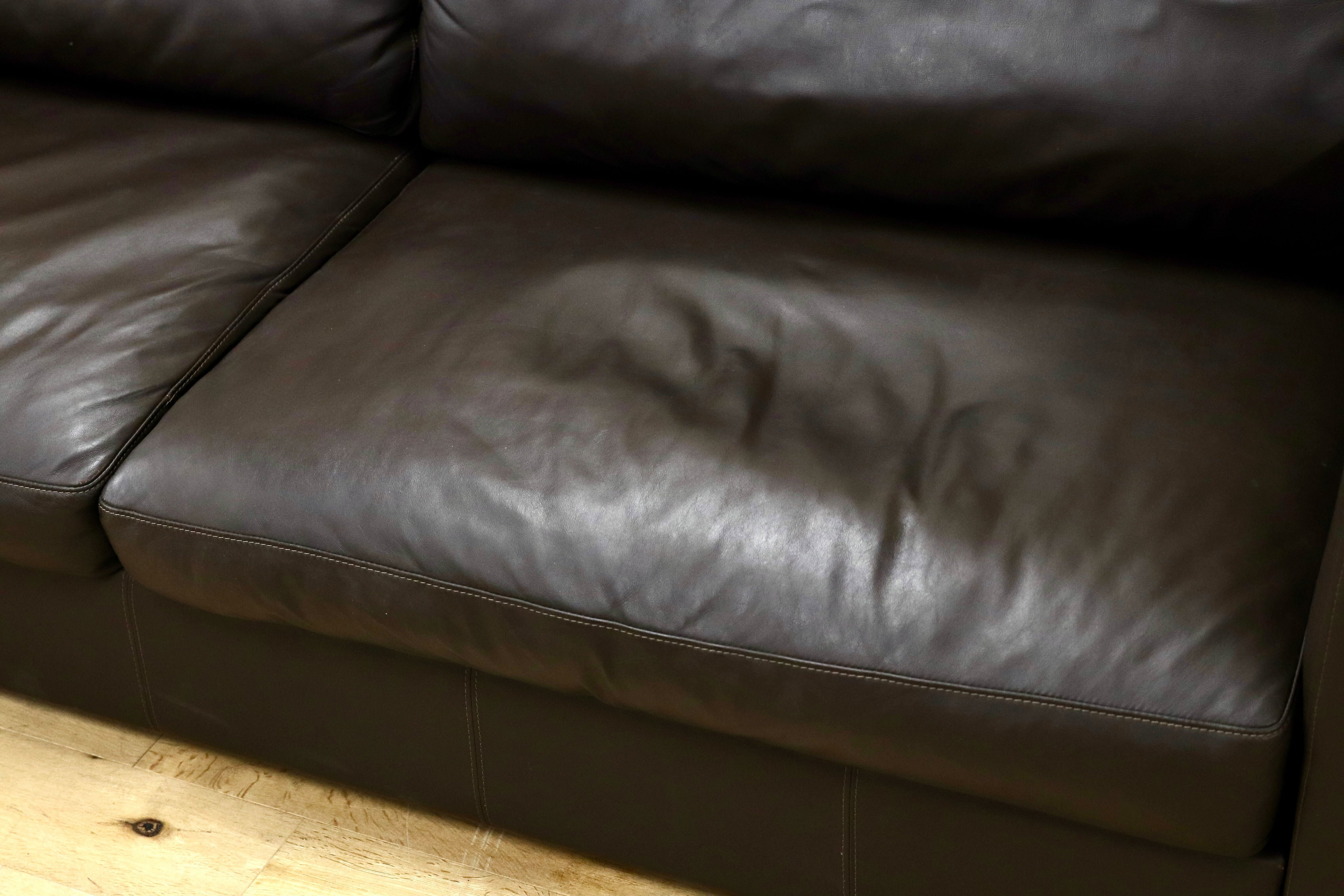 GMIH389B○BoConcept / ボーコンセプト I.D.V.2 3人掛けソファ トリプルソファ 本革 ダークブラウン 北欧 デンマーク 定価50万〜