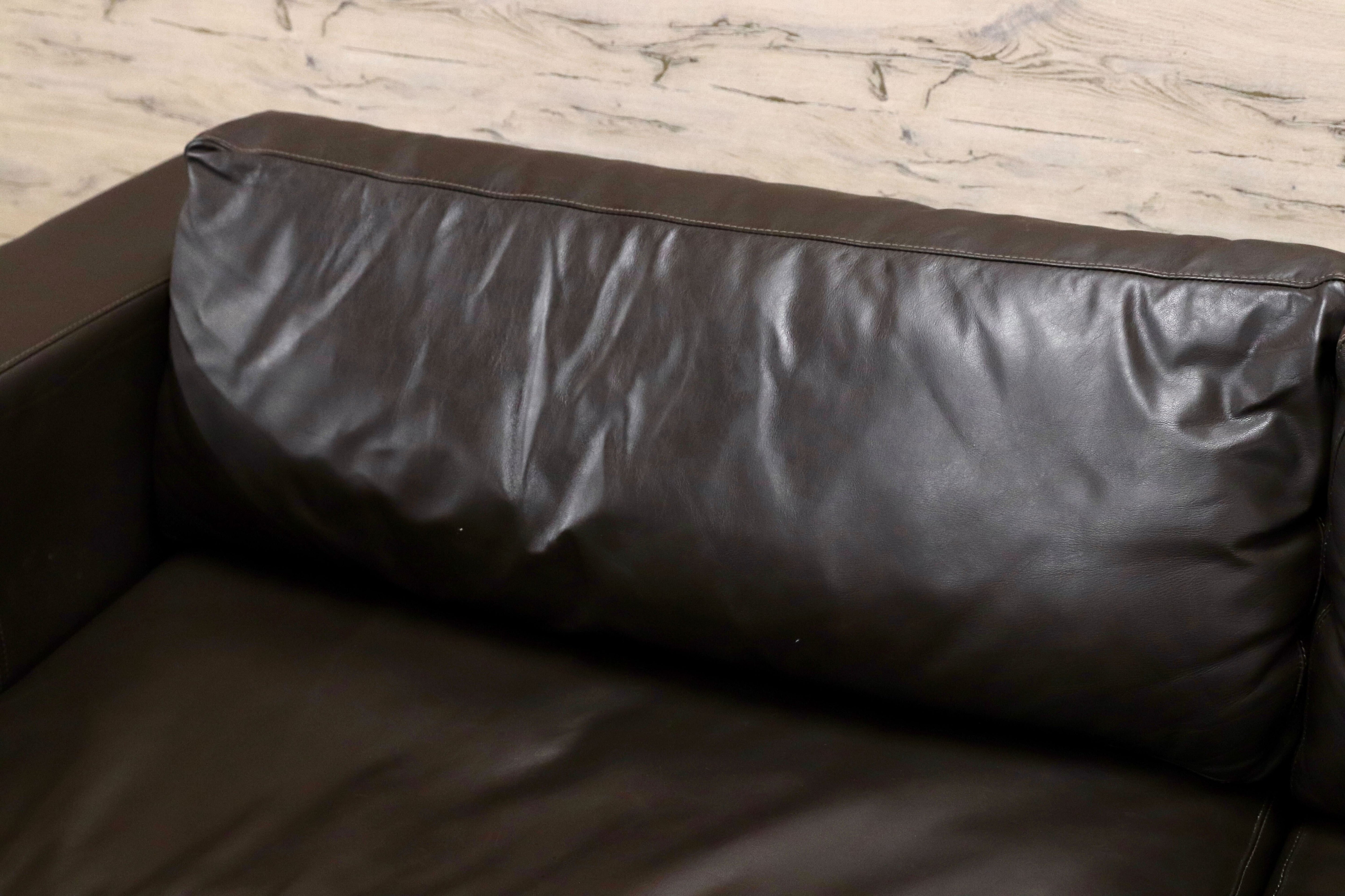 GMIH389B○BoConcept / ボーコンセプト I.D.V.2 3人掛けソファ トリプルソファ 本革 ダークブラウン 北欧 デンマーク 定価50万〜