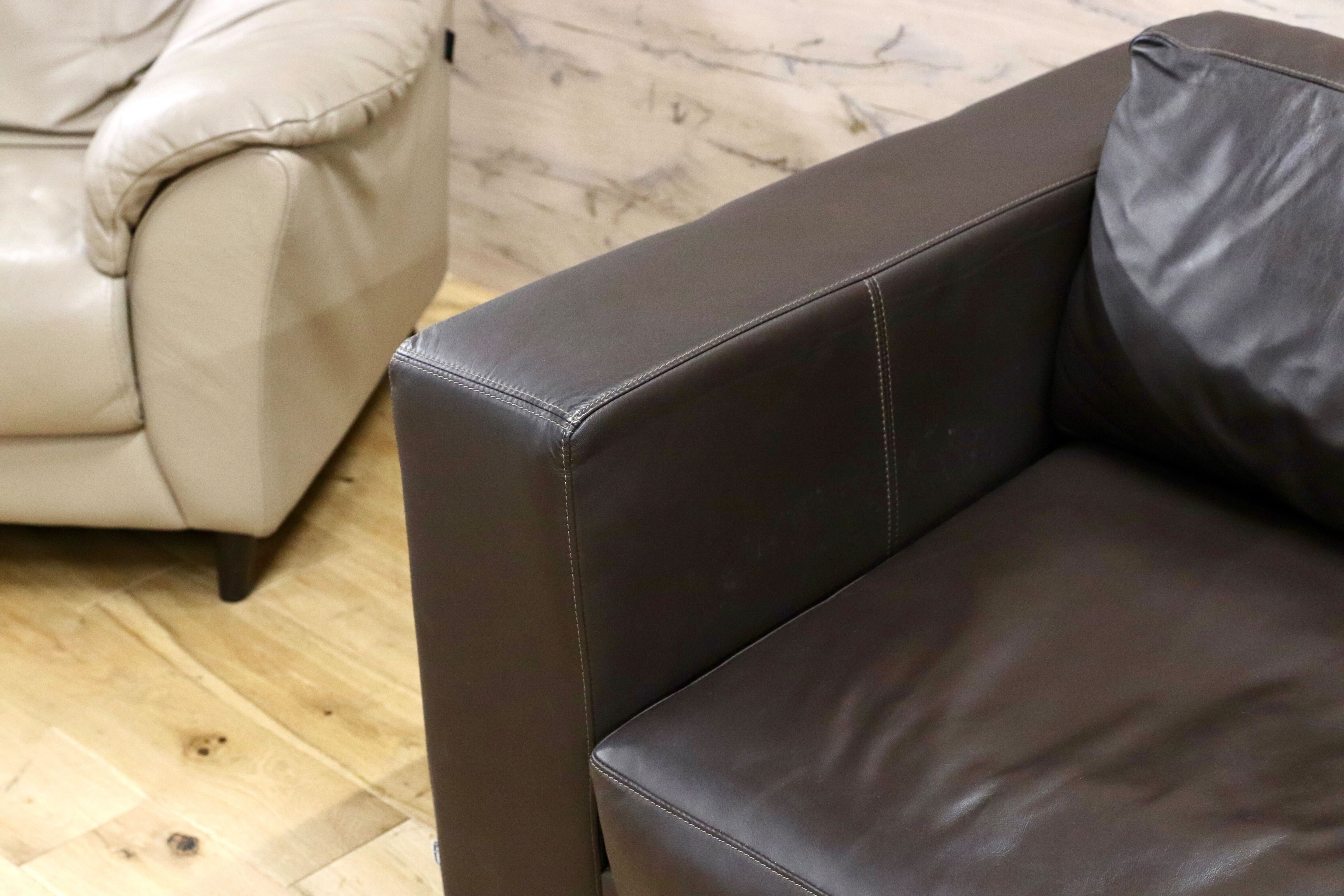 GMIH389B○BoConcept / ボーコンセプト I.D.V.2 3人掛けソファ トリプルソファ 本革 ダークブラウン 北欧 デンマーク 定価50万〜