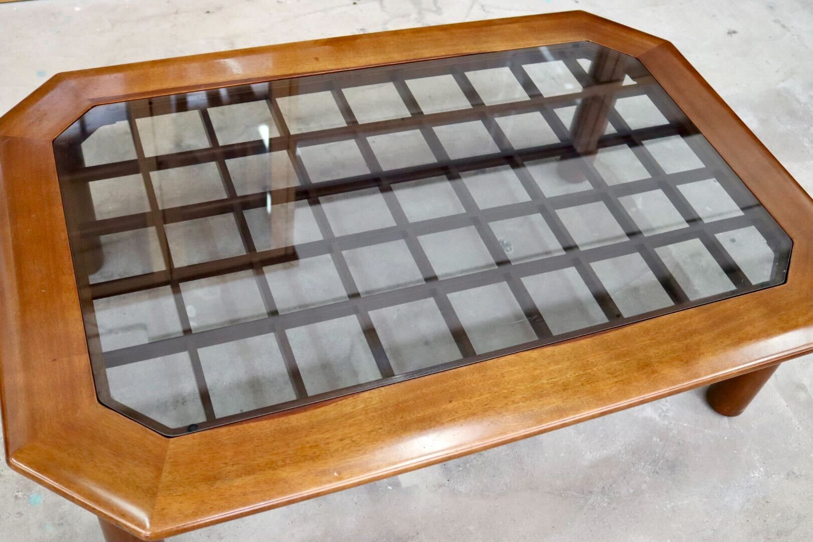 GMIH138○FUJI FURNITURE / 冨士ファニチア センターテーブル リビングテーブル ローテーブル 座卓 ちゃぶ台 ガラス 応接 モダン 国産家具