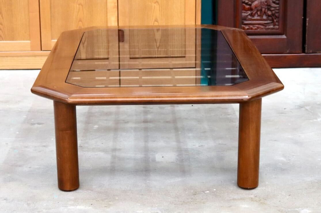 GMIH138○FUJI FURNITURE / 冨士ファニチア センターテーブル リビングテーブル ローテーブル 座卓 ちゃぶ台 ガラス 応接 モダン 国産家具