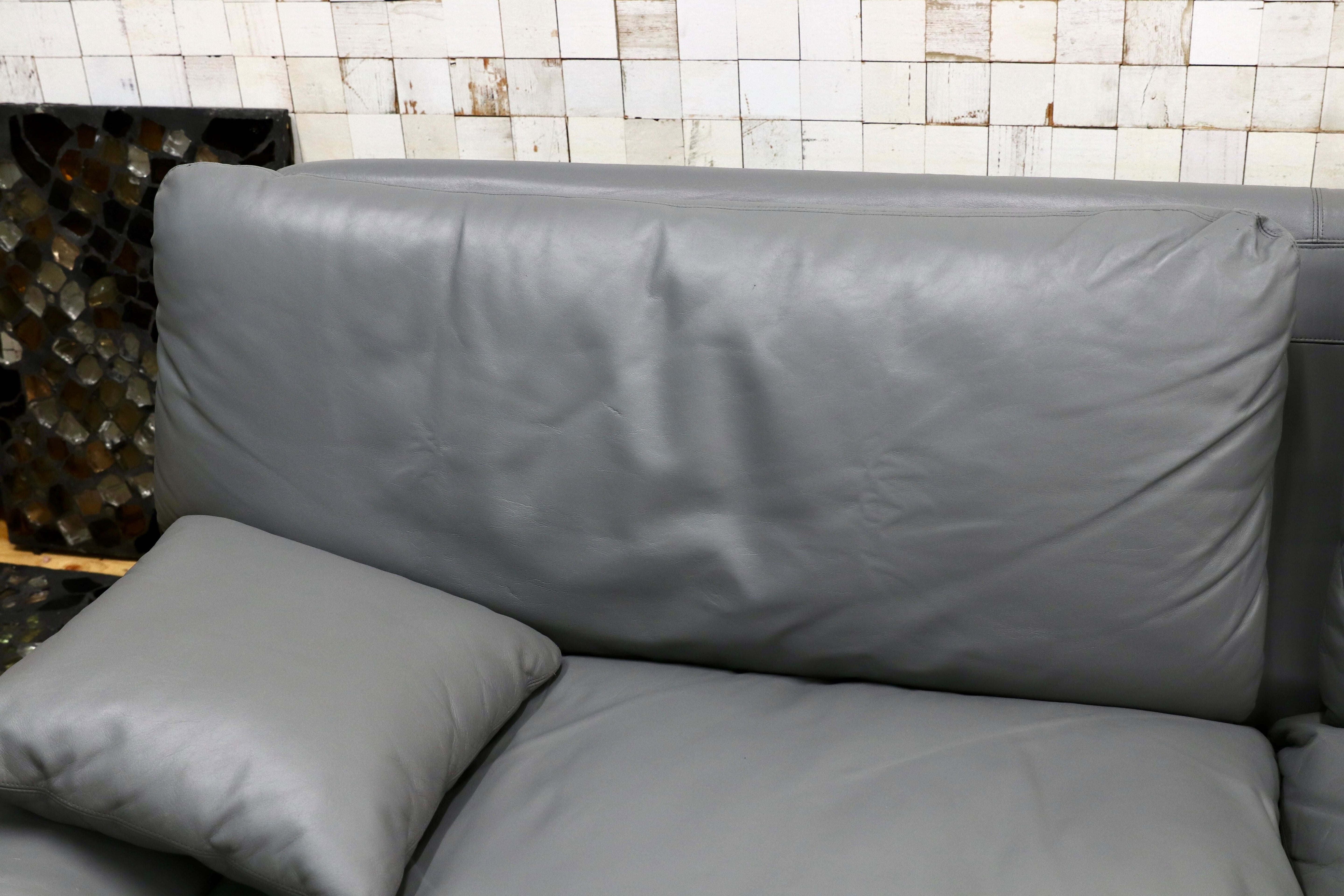 GMIH366○arflex / アルフレックス BENGODI ベンゴディ チニ・ボエリ 3人掛けソファ 本革 グレー イタリアモダン 最高級 定価約190万