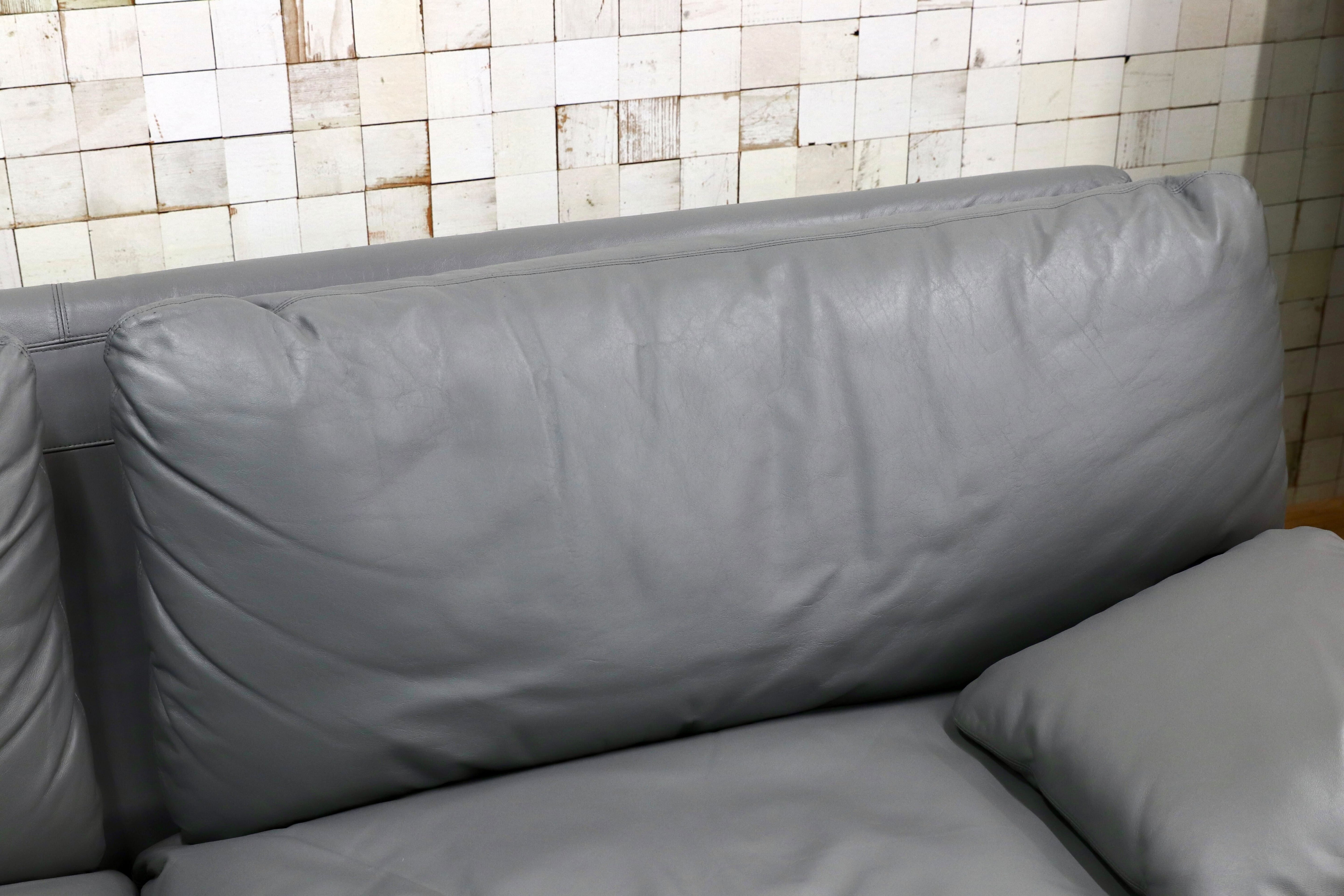 GMIH366○arflex / アルフレックス BENGODI ベンゴディ チニ・ボエリ 3人掛けソファ 本革 グレー イタリアモダン 最高級 定価約190万