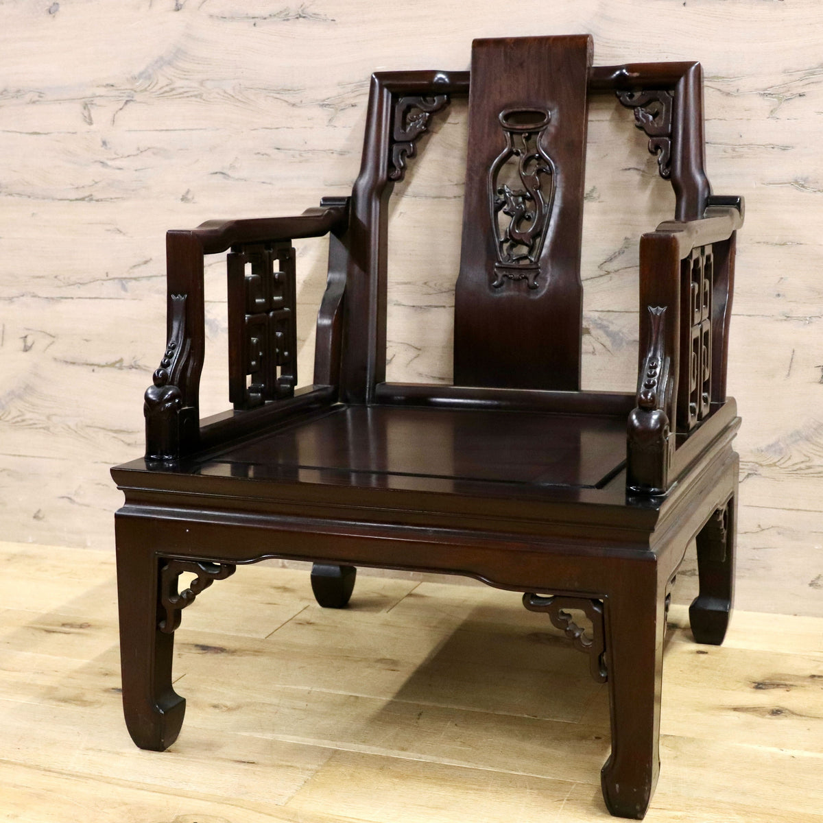 GMHS297B○中国美術 唐木家具 アームチェア 椅子 無垢材 民藝 最高級 