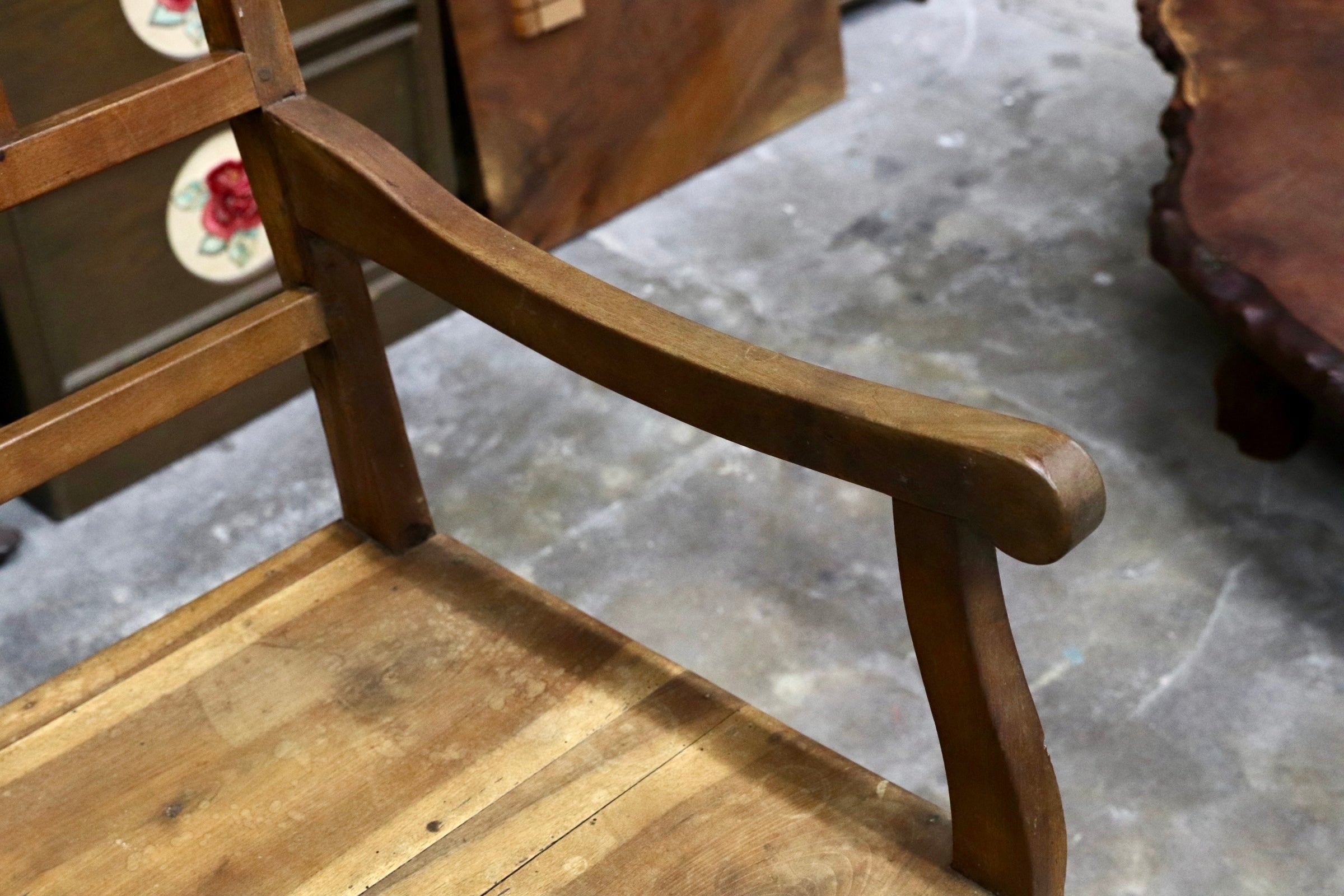 GMJS163○中国古家具 アームチェア 椅子 板座チェア 無垢材 楡材系 明式 清朝様式 民藝家具 アンティーク ヴィンテージ 店舗什器
