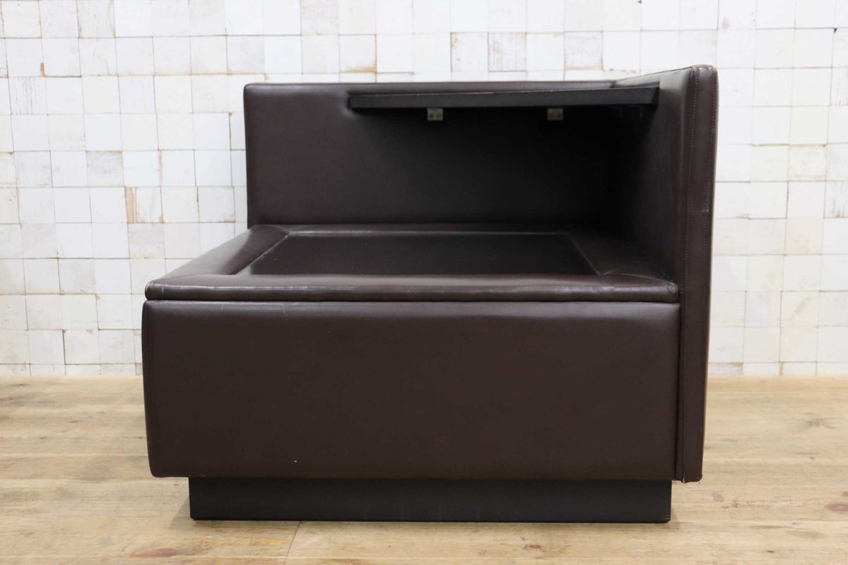 GMJK474F〇冨士ファニチア / Fuji Furniture コーナーテーブル コーナーボックス サイドテーブル 本革 ヴィンテージ ブラウン 国産家具