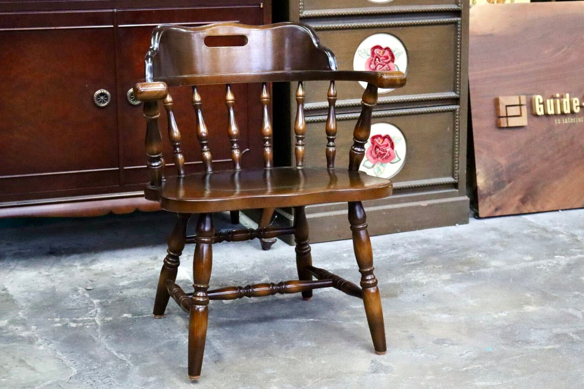 GMJH378D○飛騨産業 / HIDA キツツキ ウィンザーチェア ダイニングチェア アームチェア 椅子 カントリー レトロ 無垢 国産家具