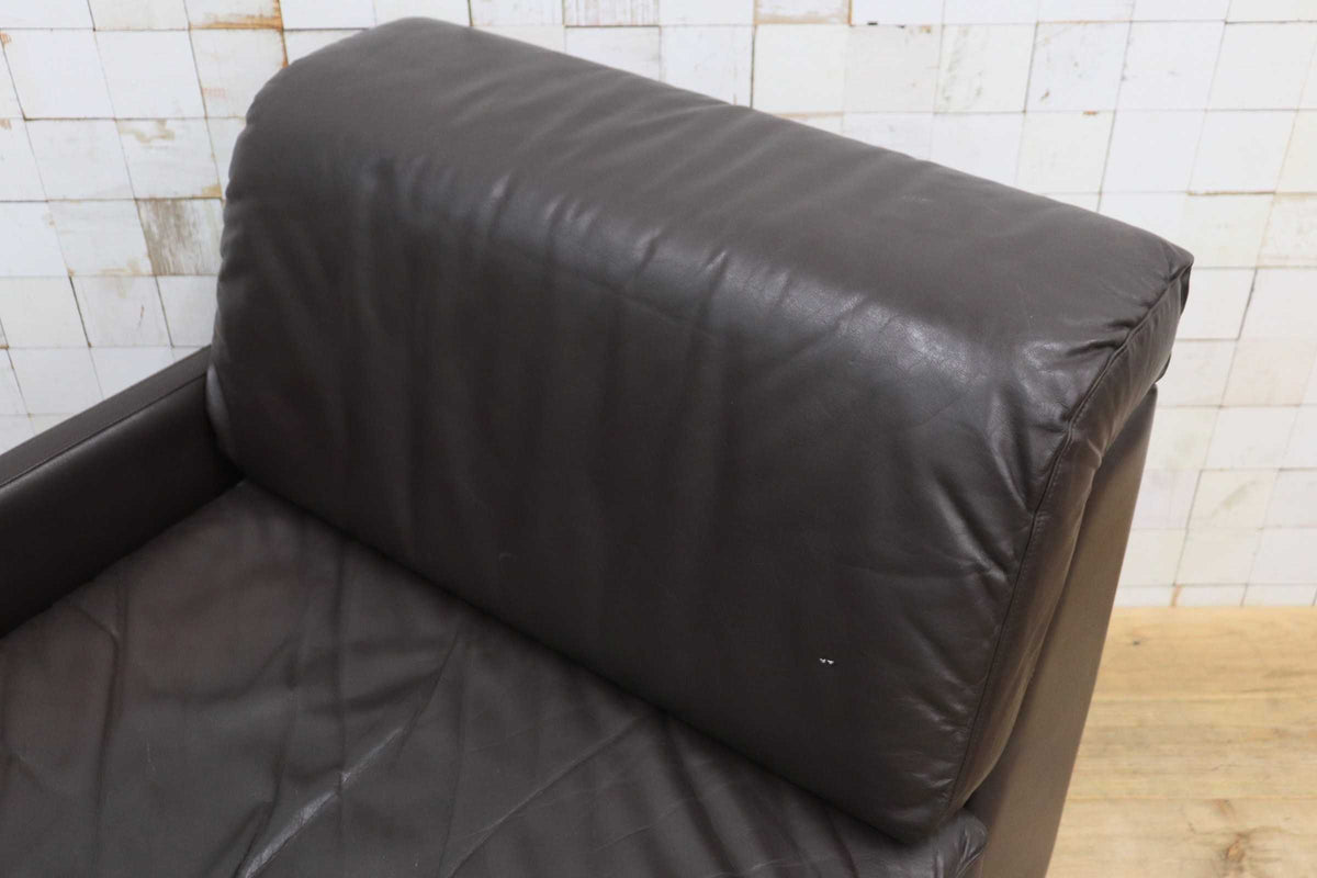 GMJK474G〇冨士ファニチア / Fuji Furniture シングルソファ 1人掛けソファ 片肘 コーナーソファ 本革 ヴィンテージ ブラウン 国産家具