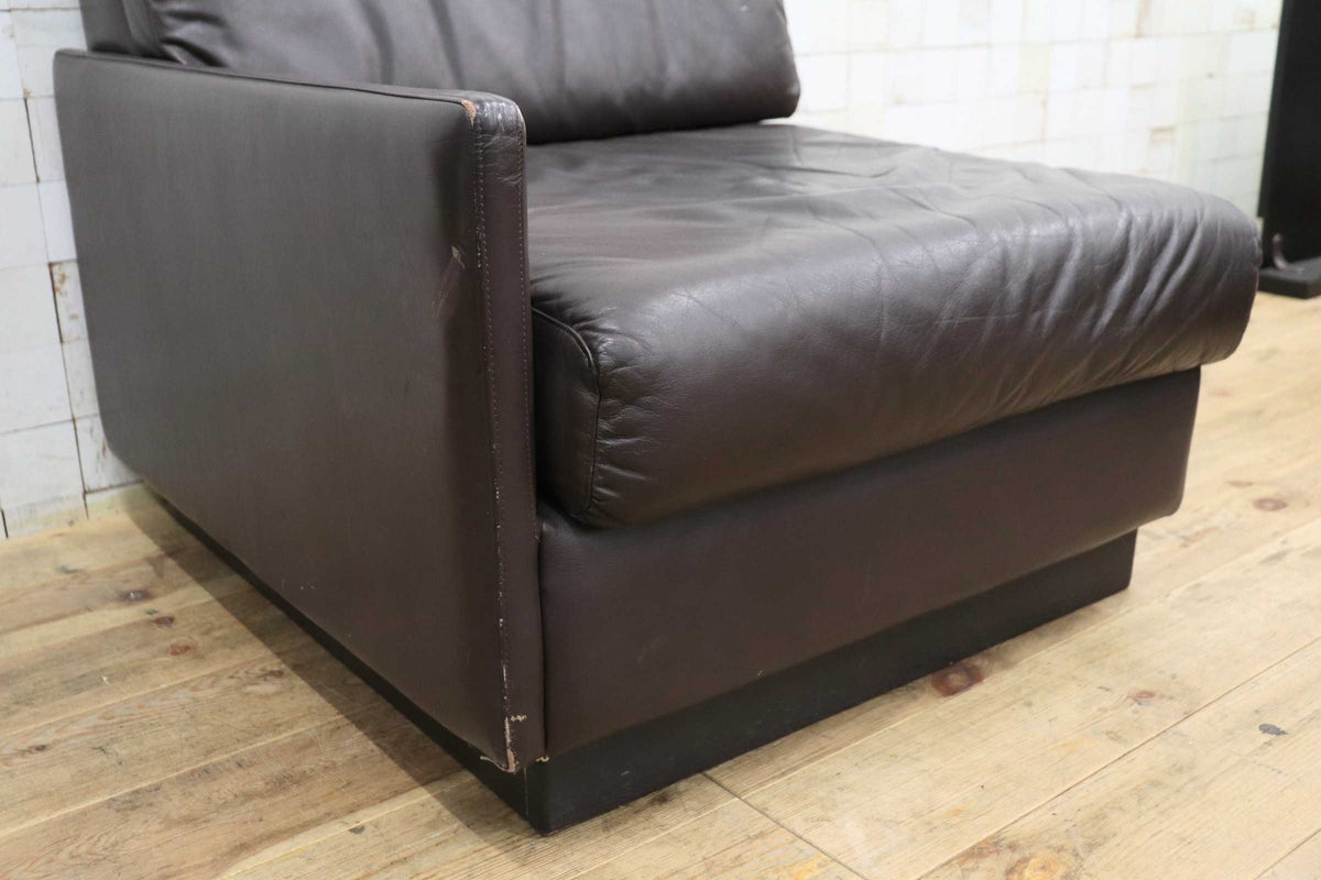 GMJK474G〇冨士ファニチア / Fuji Furniture シングルソファ 1人掛けソファ 片肘 コーナーソファ 本革 ヴィンテージ ブラウン 国産家具
