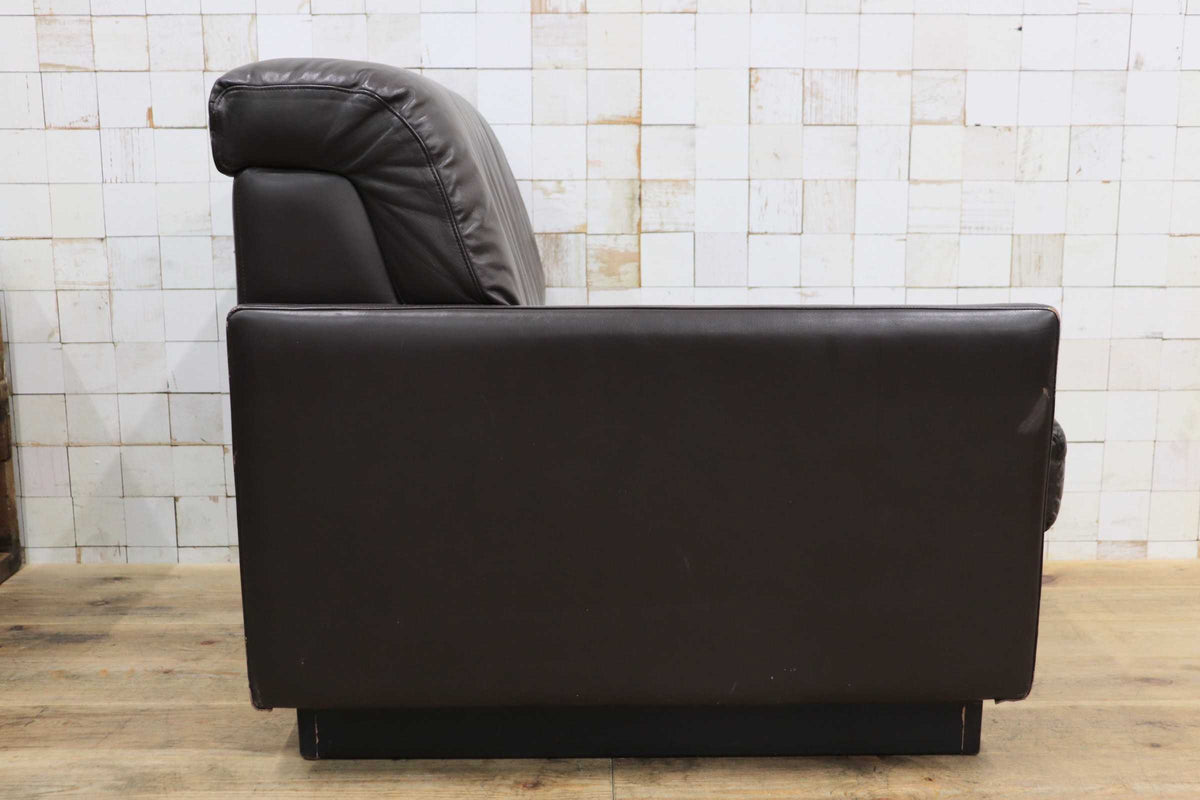 GMJK474G〇冨士ファニチア / Fuji Furniture シングルソファ 1人掛けソファ 片肘 コーナーソファ 本革 ヴィンテージ ブラウン 国産家具