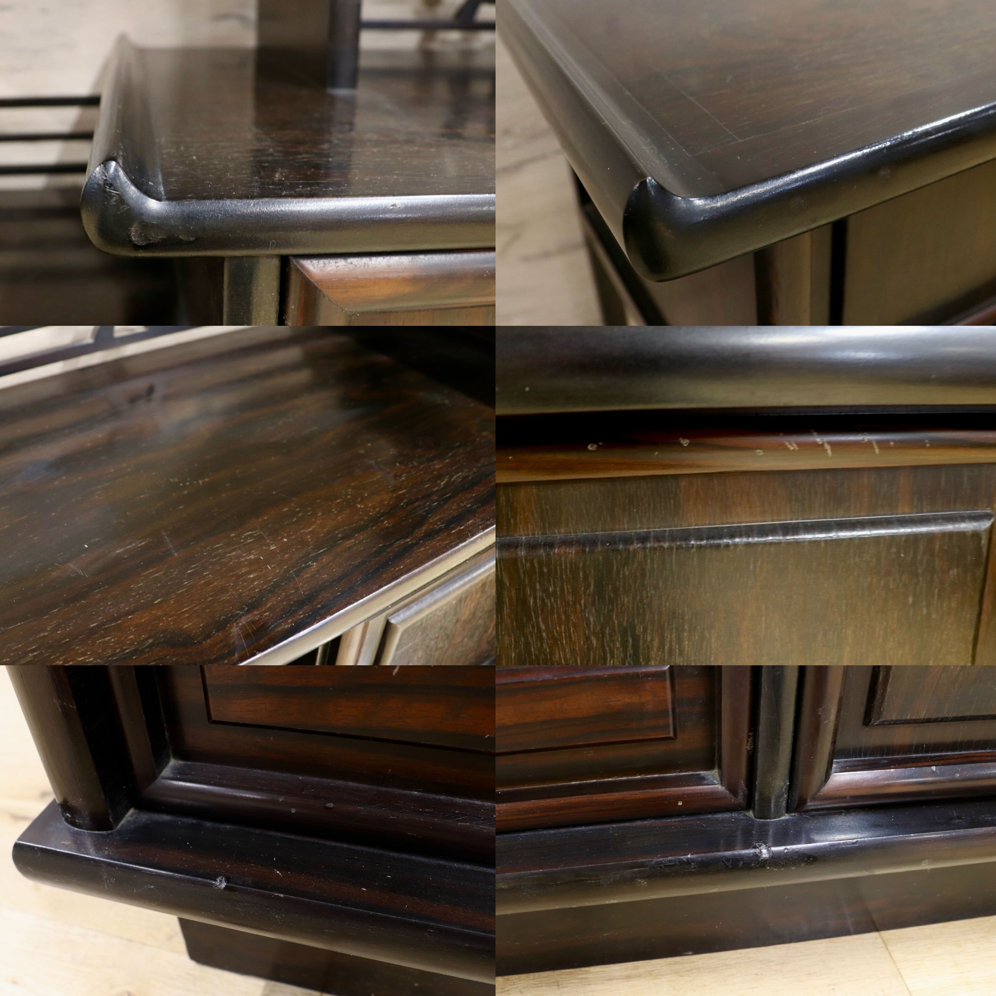 GMIH294○黒檀 飾り棚 透かし彫り 和製 アンティーク 茶棚 飾り棚 サイドボード キャビネット 茶道具 茶道 棚 置き台 華道