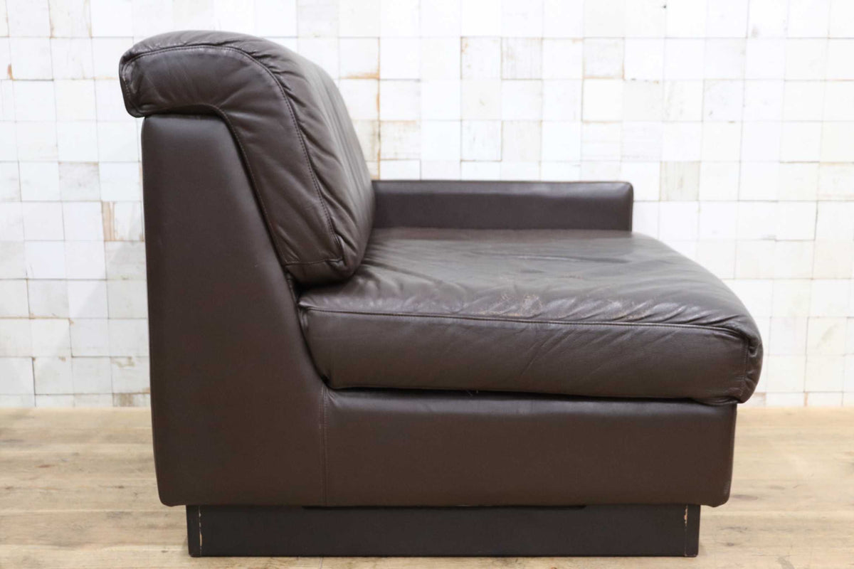 GMJK474H〇冨士ファニチア / Fuji Furniture シングルソファ 1人掛けソファ 片肘 コーナーソファ 本革 ヴィンテージ ブラウン 国産家具