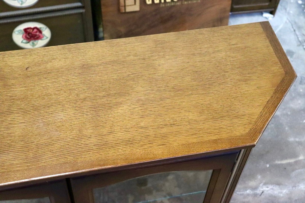 GMJH208◯C.P.YAMAGUCHI / ヤマグチ家具 キュリオケース 飾り棚 ガラスキャビネット コレクションボード オーク材 ヴィンテージ カントリー