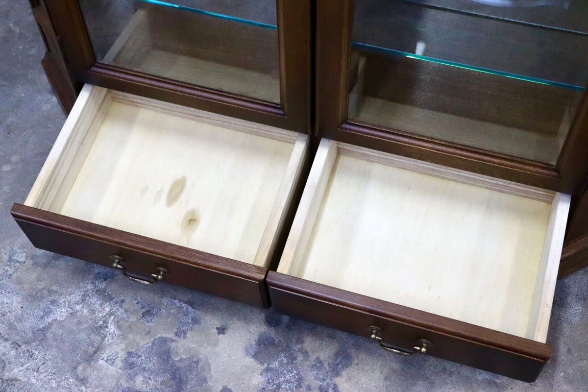 GMJH208◯C.P.YAMAGUCHI / ヤマグチ家具 キュリオケース 飾り棚 ガラスキャビネット コレクションボード オーク材 ヴィンテージ カントリー
