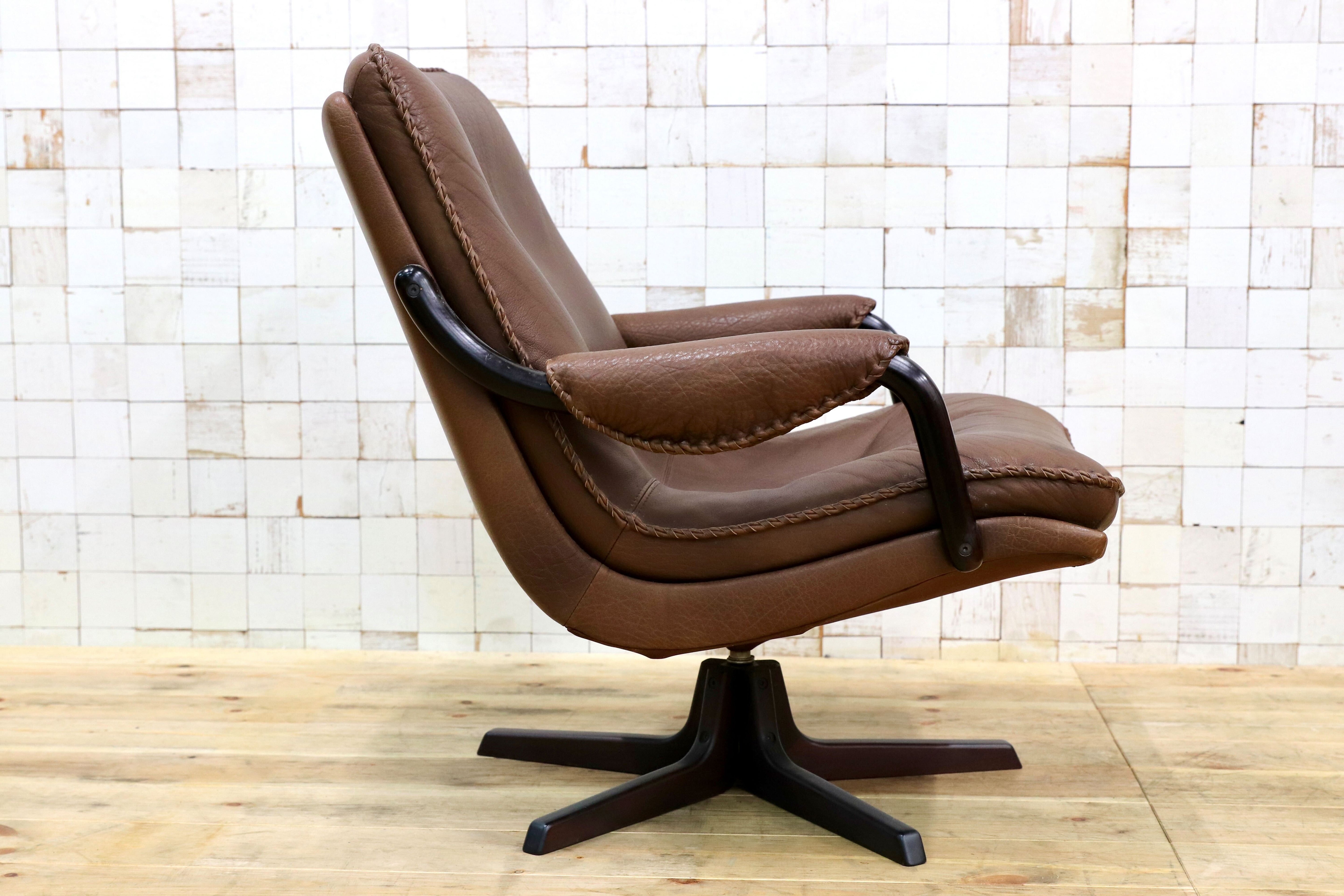 GMIO161B○BERG Furniture / ベルグファニチャー 1人掛けソファ ラウンジチェア 回転式 本革 ミッドセンチュリー ヴィンテージ デンマーク