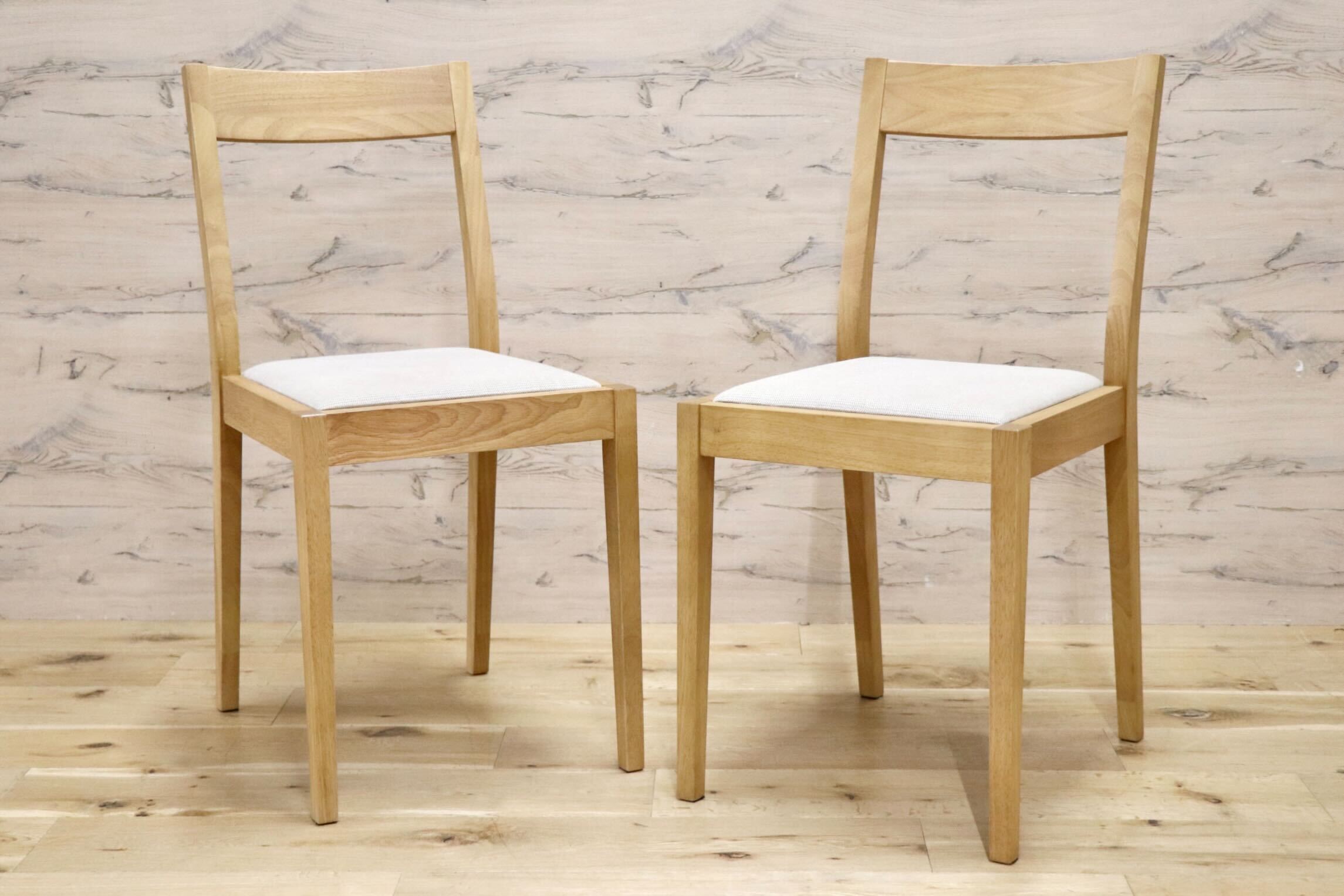 GMIK939○無印良品 / MUJI ダイニングチェア 2脚セット 椅子 チェア ファブリック シンプル ナチュラル 天然木